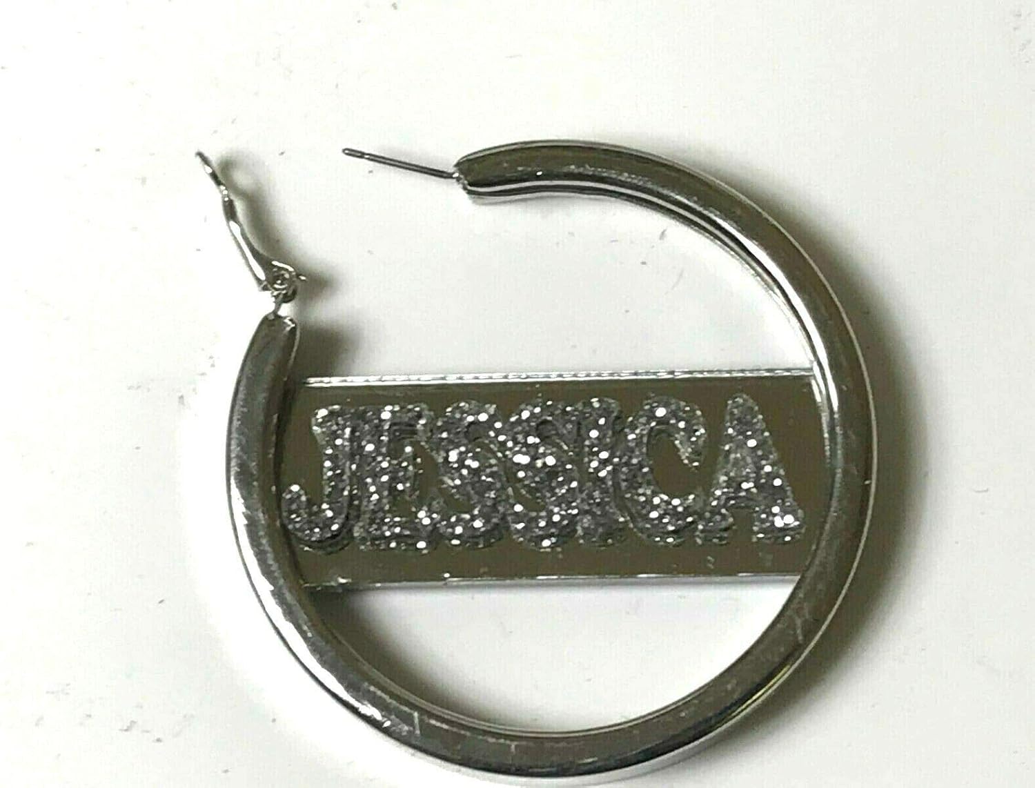 MIRROR MANIA Silver Hoop Earrings Name Plate Laser Cut Personalized Custom Design Stunning Look - Quality, Attractive Silver Hoop Earrings, Made to Order - A Great Gift