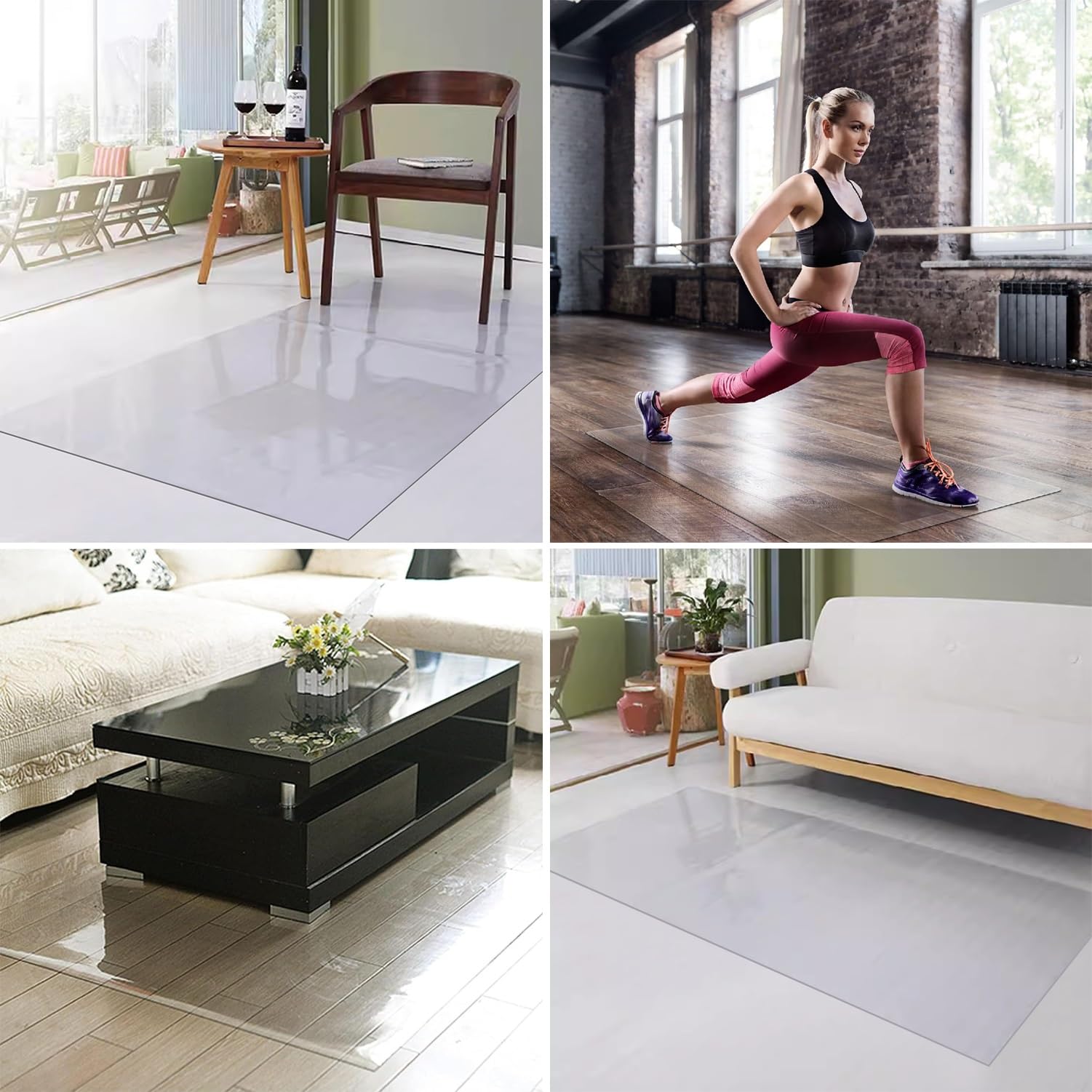 PVC-Stuhlmatte, 140 x 170 cm, kratzfester Bodenschutz für harte Böden, ideal für Büro und Zuhause, Mehrzweck-Schreibtischmatte, rutschfestes Design