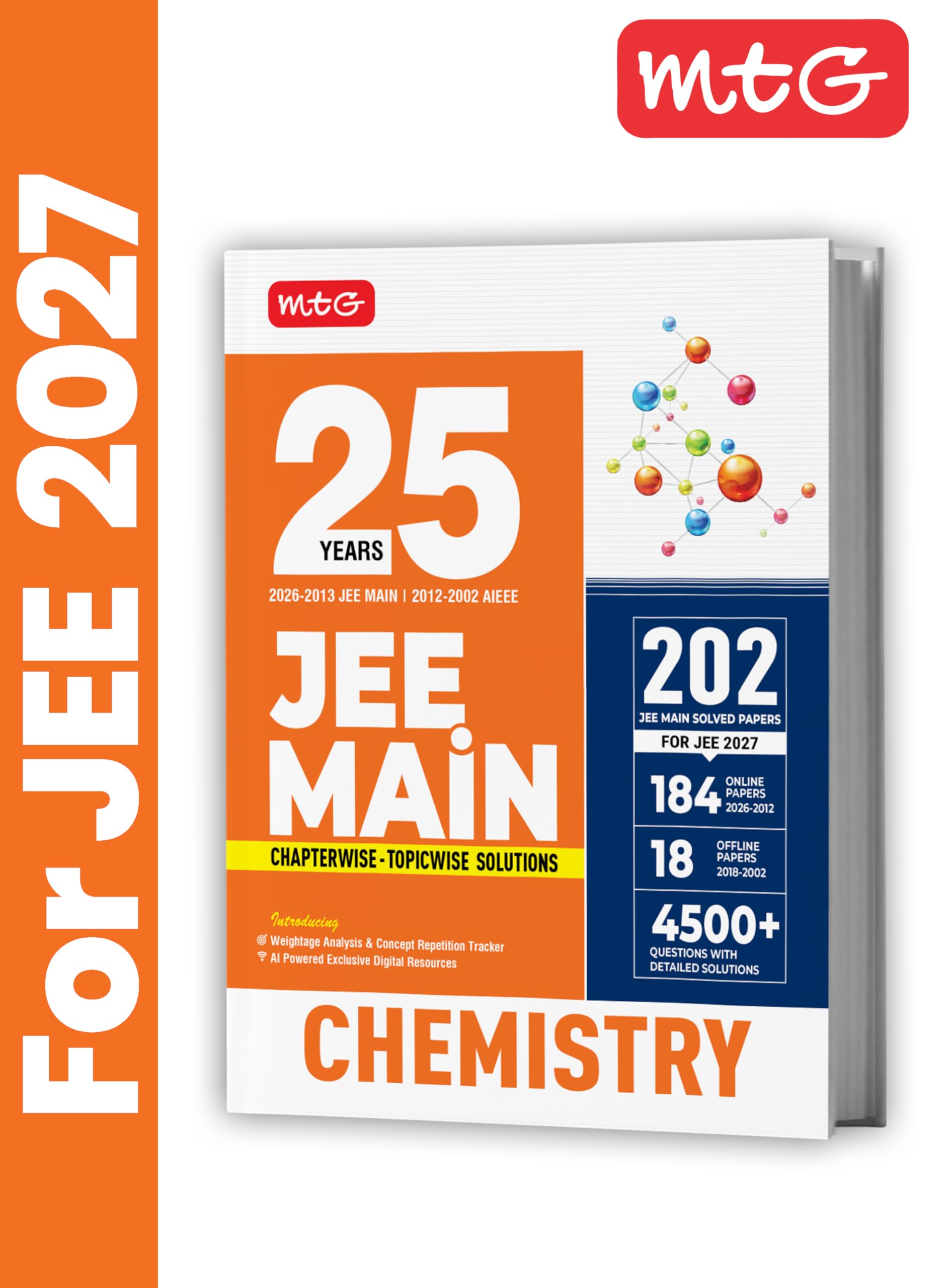 MTG 25 Years (2026-2002) JEE MAIN PYQ Book | 202 Chapter-wise & Topic-wise Previous Years Solved Papers Chemistry For 2027 Exam | Based on New ... Analysis & Concept Repetition Tracker