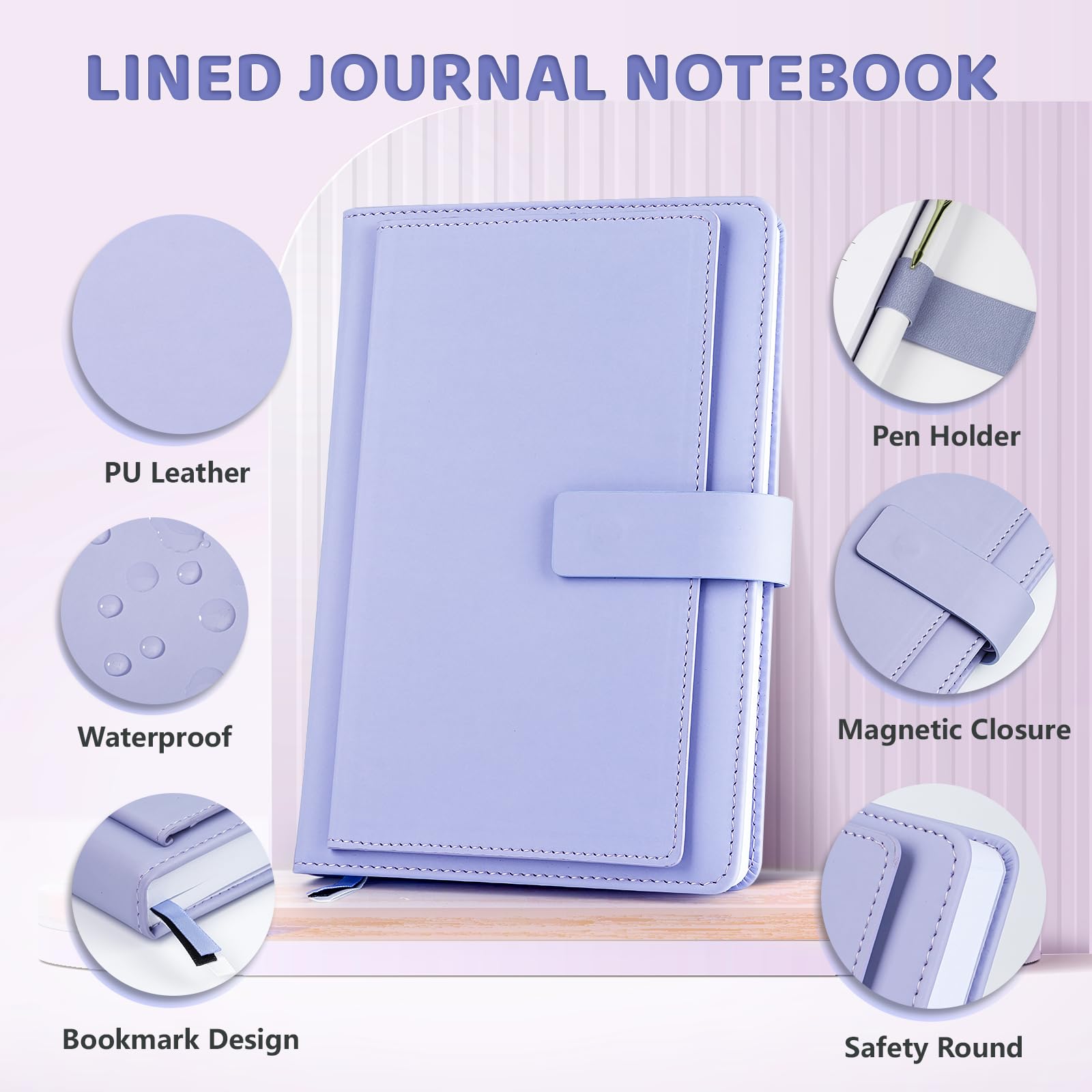 Taccuino a righe da donna, copertina rigida, in pelle, quaderno a righe per lavoro e appunti, 256 pagine di carta da 100 g/m², formato A5; penna inclusa, quaderno in una scatola regalo, regalo
