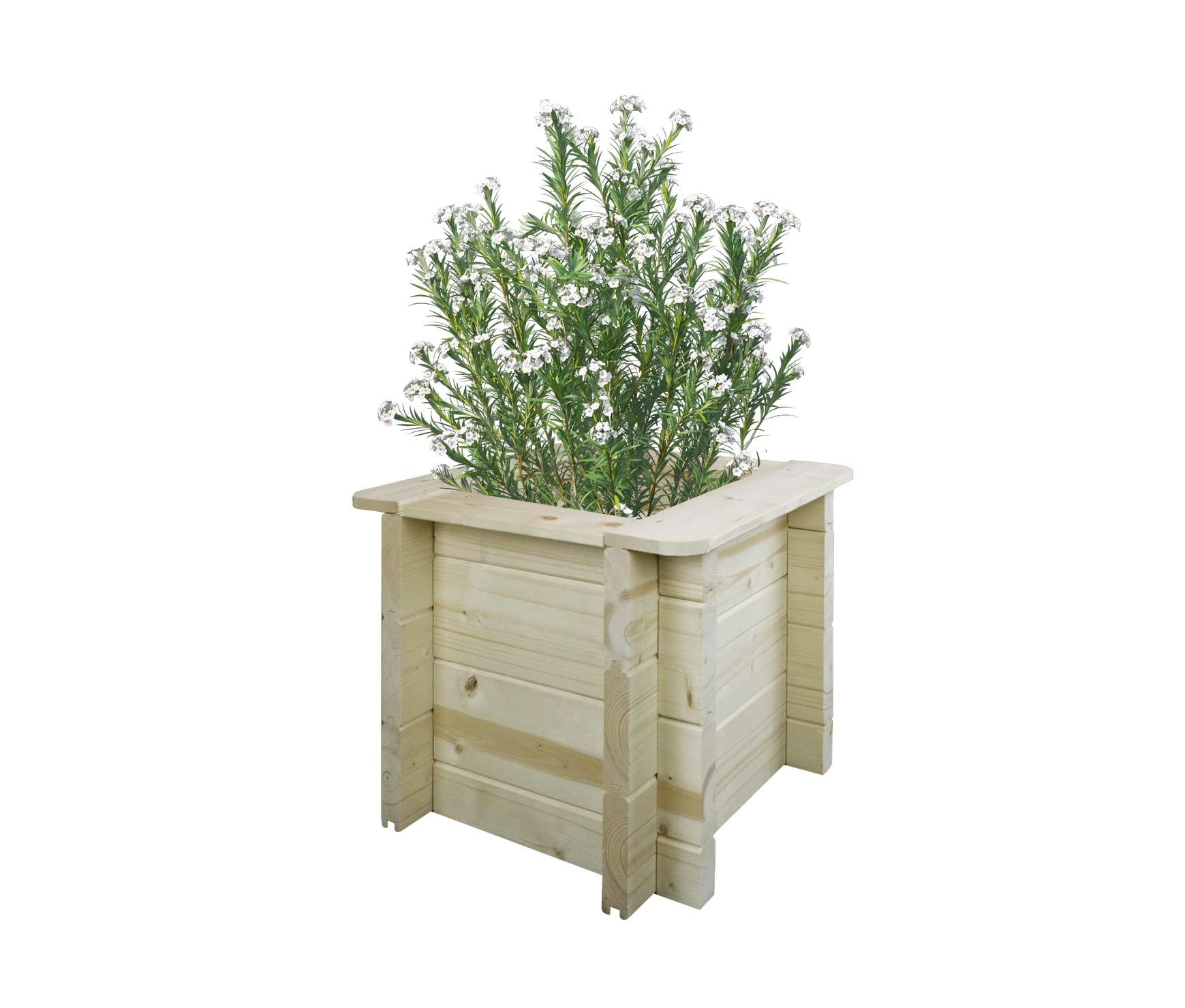 TIMBELA Carre Potager Exterieur Bois - Jardinieres Exterieur pour Jardin, Balcon, Terrasse – pour Fleurs, Herbes aromatiques, Légumes- Bois Massif pin/épicéa 28 mm, 38x38xH35 cm, M610