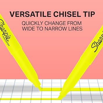 Sharpie Pocket Style Highlighters, Chisel Tip, Assorted Fluorescent, 4 Pack