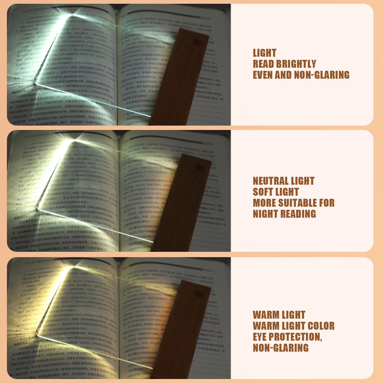 Luz de Libro Plana Recargable Lámpara Recargable con Colores y Luz Clara | Luz de Lectura LED con Brillo Regulable Clara y para Dibujar para la Cama para Lectores, Niños, Adultos, para Estudio, No
