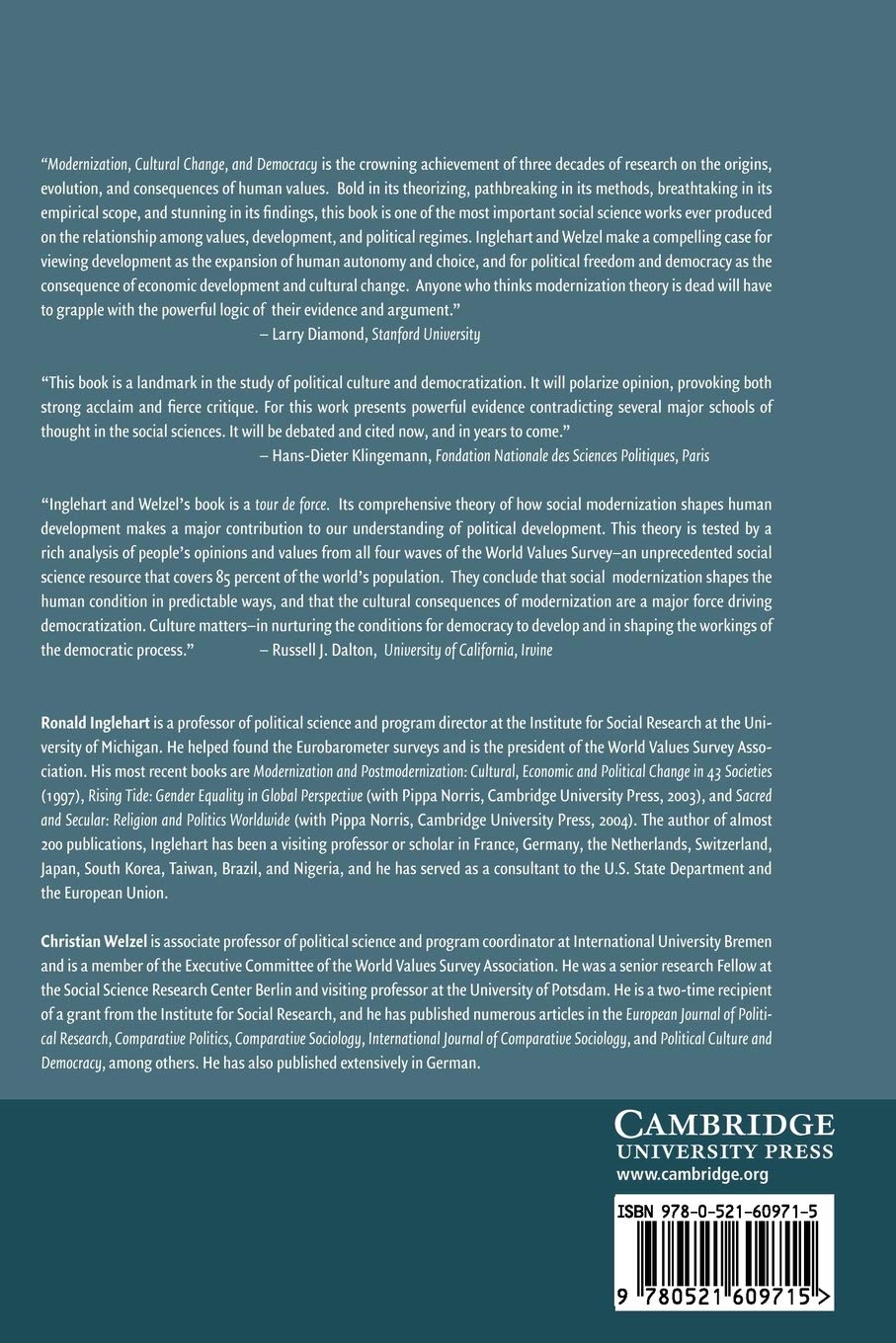 Modernization, Cultural Change, and Democracy: The Human Development Sequence