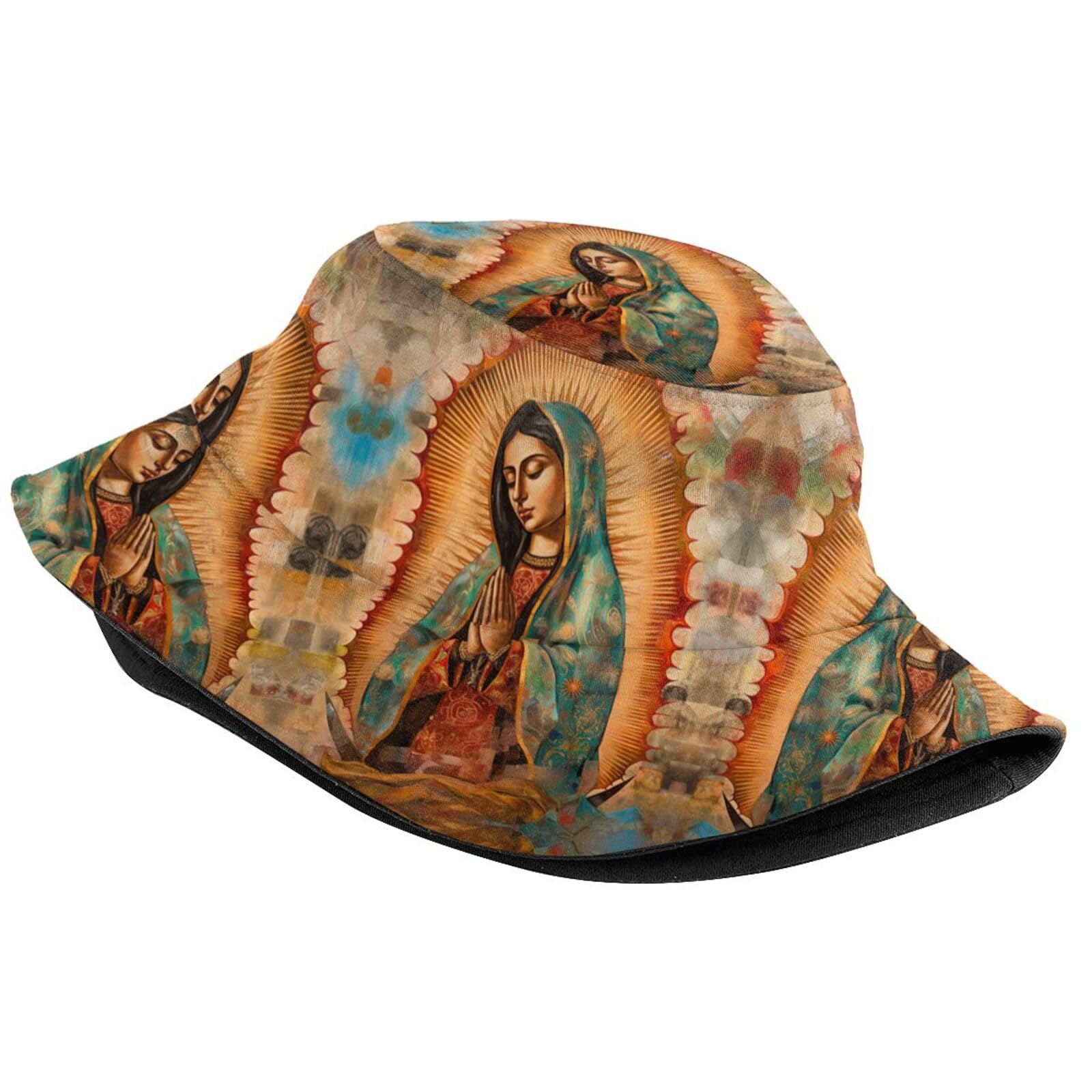 Our Lady of Guadalupe Bucket Hat - Stylish Look, Lightweight and Breathable Trendy Essential for All Occasions, Unisex Black