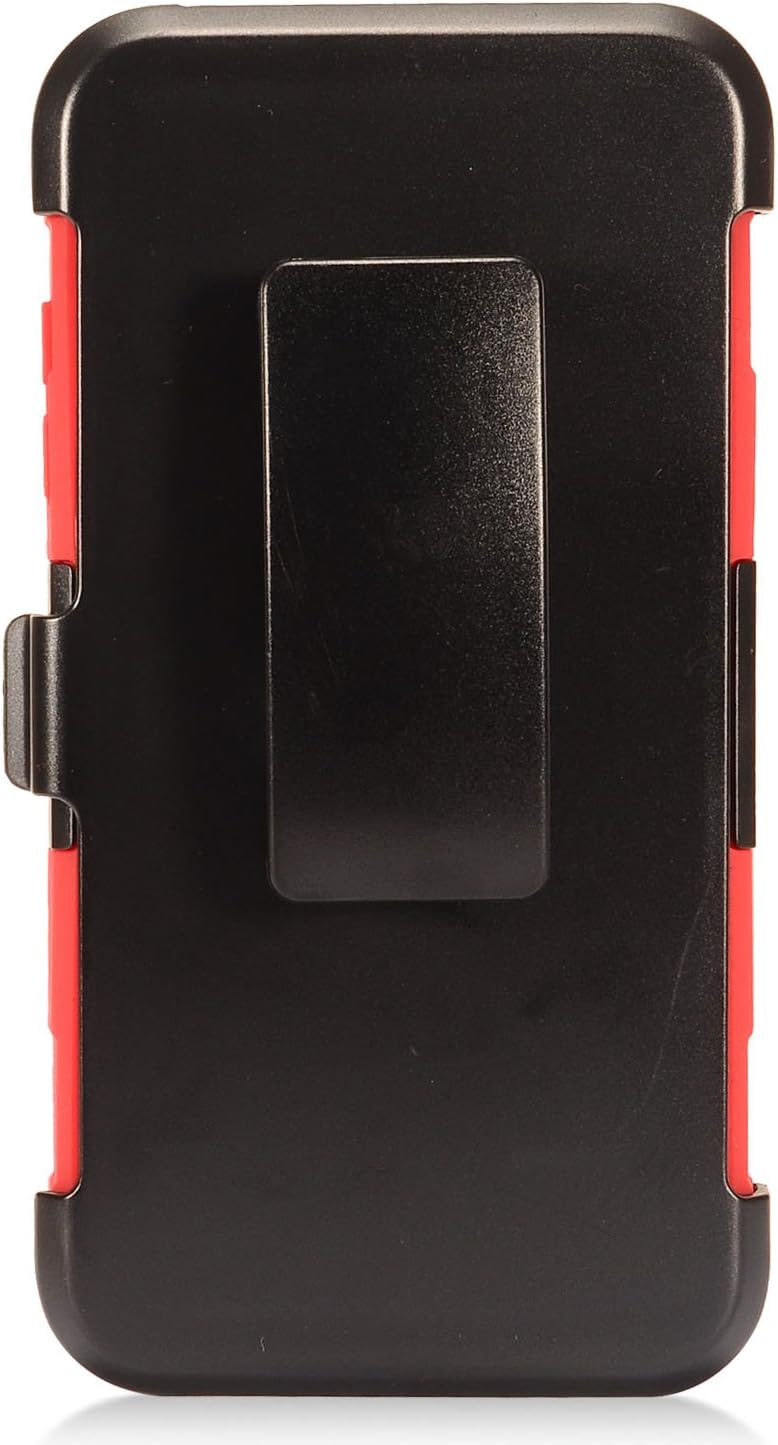 LG Tribute Empire/Dynasty, Aristo 3, Aristo 2 / 2 Plus, Phoenix 4, Fortune 2, Risio 3, Zone 4, Rebel 4, LG K8/K8+ 2018 - Hybrid Case w/ Belt Clip Holster + Tempered Glass Screen Protector - CV1 Red