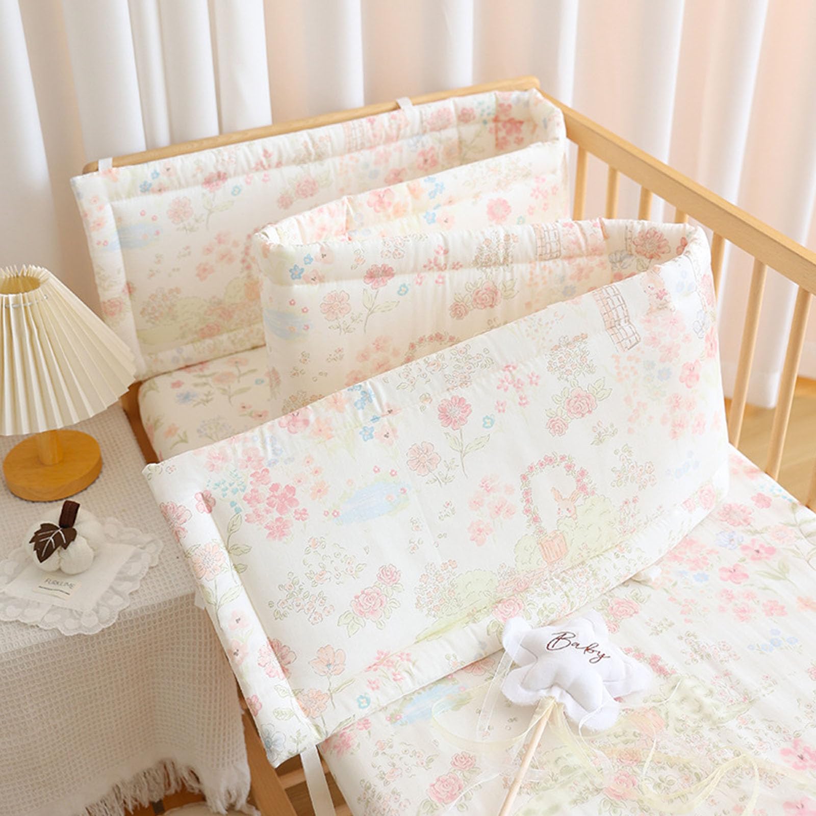 JORCEDI Breathable Cot Bumper & Toddler Bed Guard Set, Soft Padded Side Protectors for Baby Cot Bed, Headboard Guard Padded Protection for Infant Boys and Girls. (G,150cm)