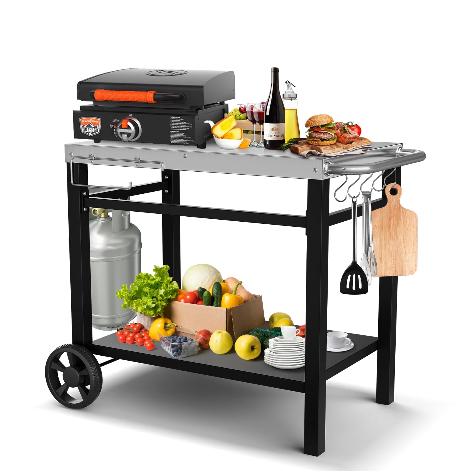 BBQMall Outdoor Grill Table Cart for Ninja Woodfire Outdoor Grill(OG700 ...