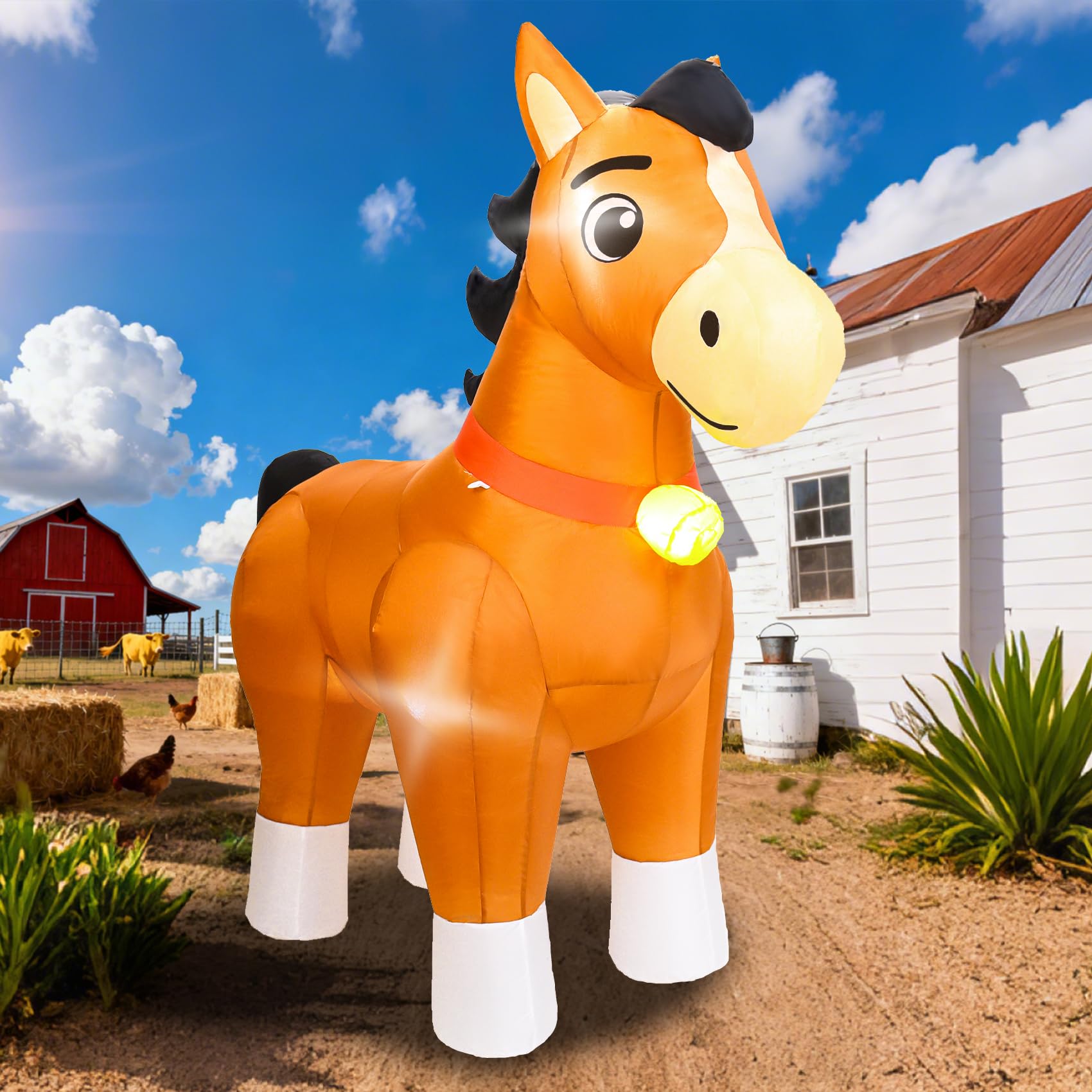 Cheval mignon gonflable pour sécuriser et illuminer une fête d'enfants à la ferme