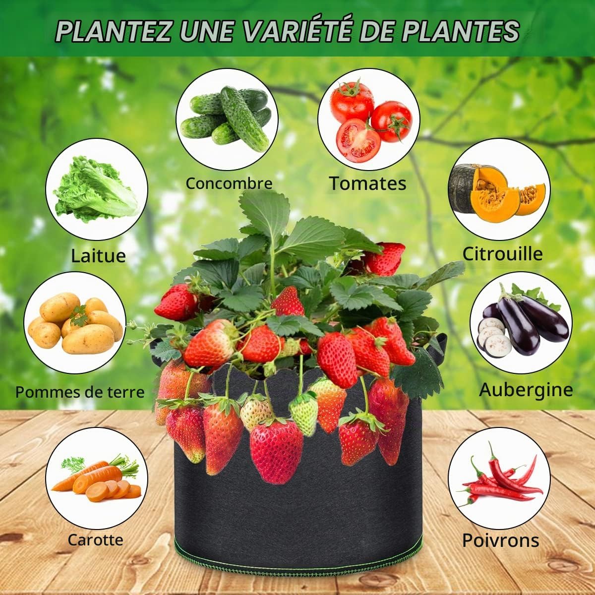 Sac de Plantation, 5 X 30l Sacs à Plantes Pot Geotextile, Sac Plantation Réutilisable pour Cultiver des Pommes de Terre et des Tomates dans Le Jardin — vue 5