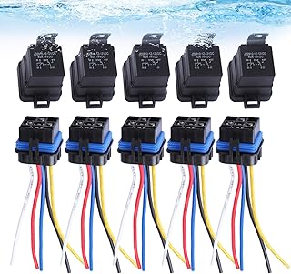 12 V DC 40/30 AMP Waterproof Relay and Harness, Heavy Duty 12 AWG Tinned Copper Wires Compatible with Mercury Outboard Motor Replaces 828151, 3854138, 828151A1, 5-PIN SPDT Bosch Style Automotive Relay by Wadoy (Pack of 5)