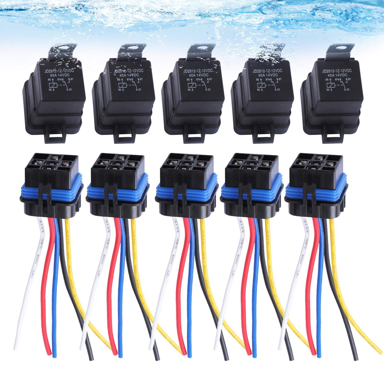 Lot De 2 Relais Voiture 4/5 Broches 12V 40A Techie - Démarreur, Climatiseur, Haute Performance Pour Auto, Moto, Camion