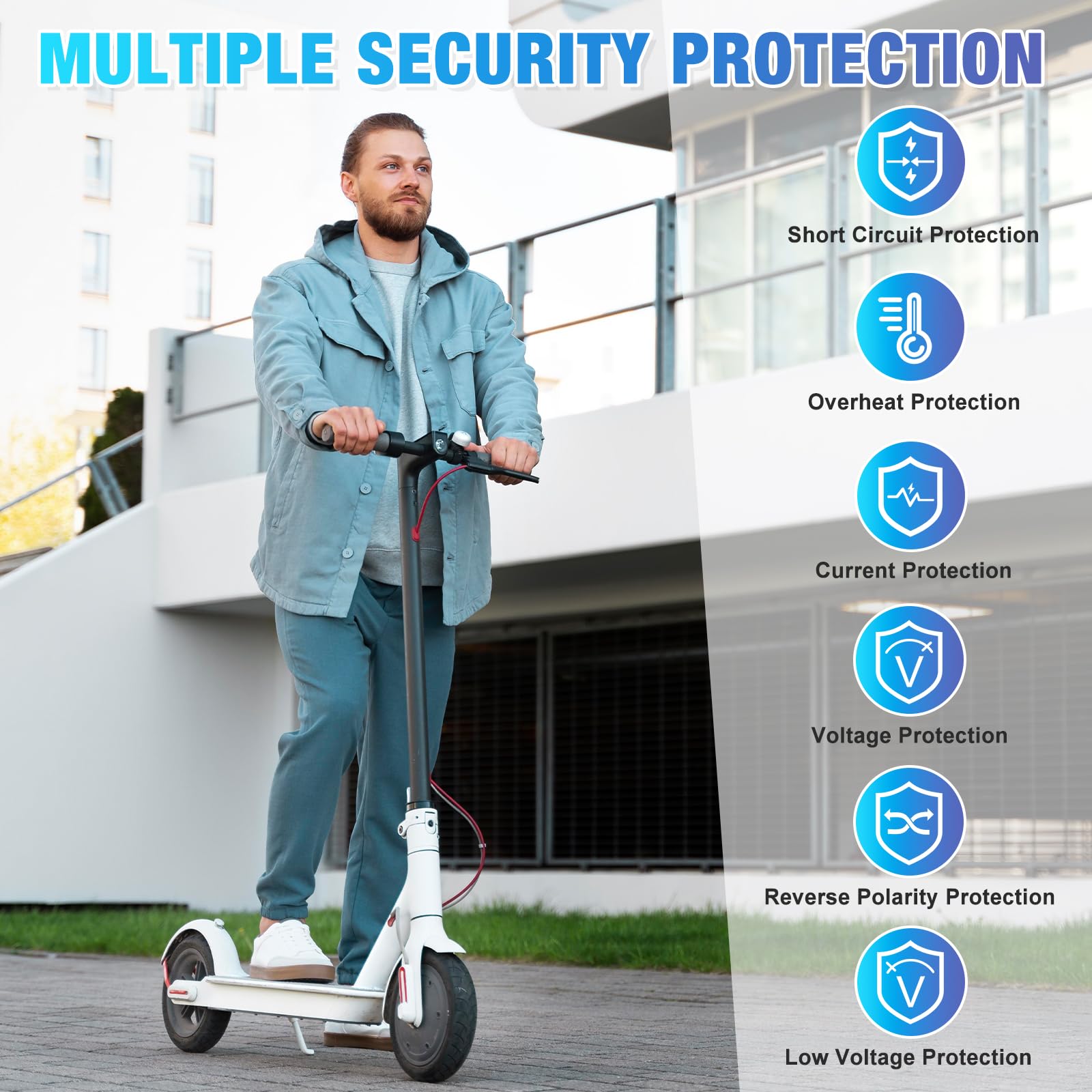 Mineup 42 V 2 A Hoverboard kabel do ładowania, ładowarka do skutera elektrycznego, ładowarka do skuterów elektrycznych i rowerów elektrycznych, 6 portów, ładowarka do deskorolki elektrycznej i rowerów