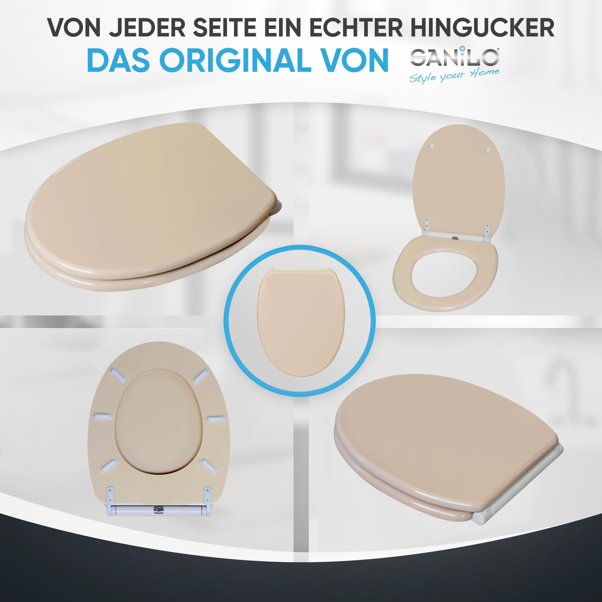 Sanilo WC Sitz mit Absenkautomatik & Quick-Release aus Holz, Bahamabeige