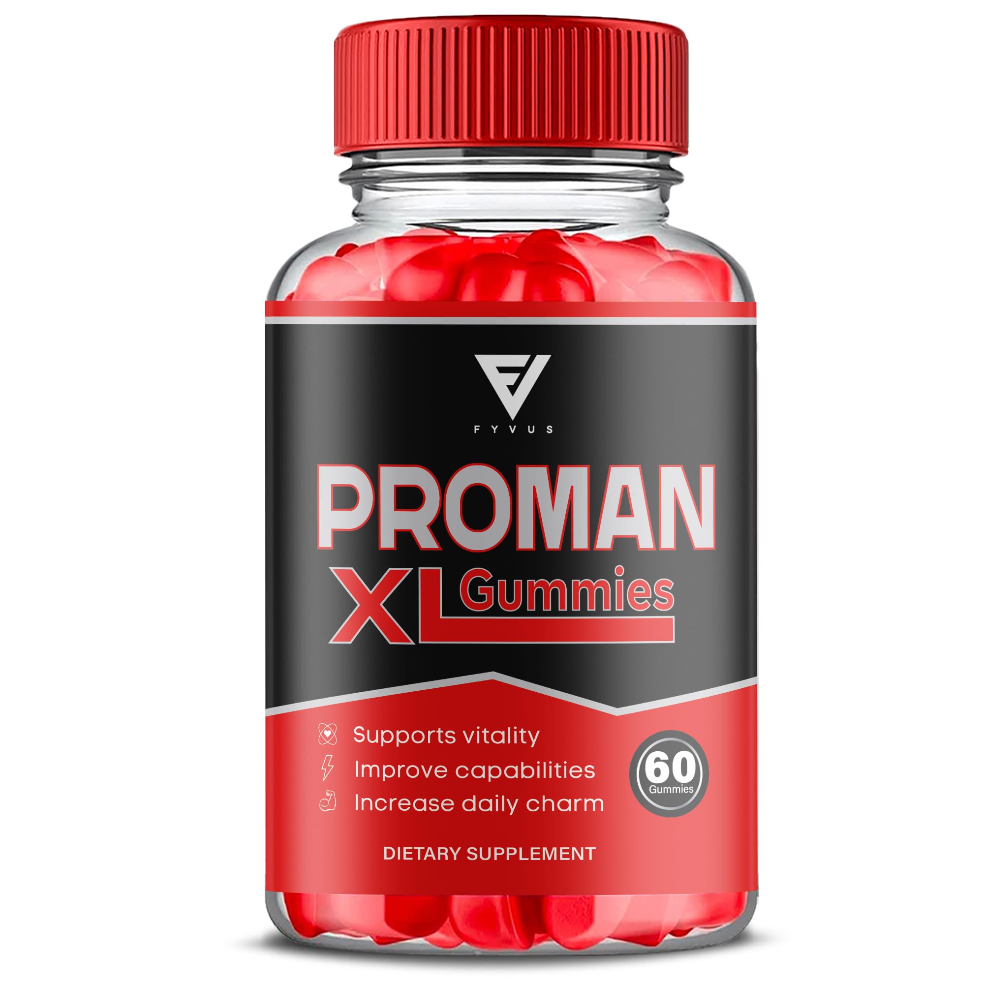 Proman XL Gummies, Proman XL Maxium Strength Performance and High Drive Support Supplement, Proman XL Advanced Daily Confidence and Charm Multivitamin Formula Supplement (60 Gummies)