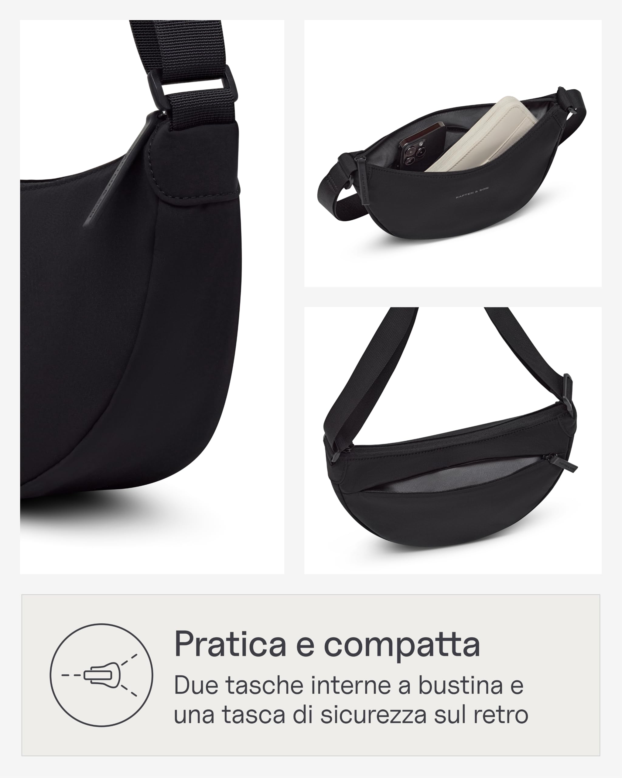 Kapten & Son Moon Bag 3,5L | Marsupio da donna e uomo | Crossbody Bag da donna con cinturino regolabile in lunghezza e scomparto antifurto | Borsa a tracolla impermeabile | ideale per viaggi, festival