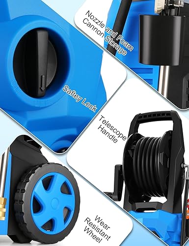 Miniatura 6 de Limpiador eléctrico con manguera de 33 pies para limpieza de cochepatio (azul)