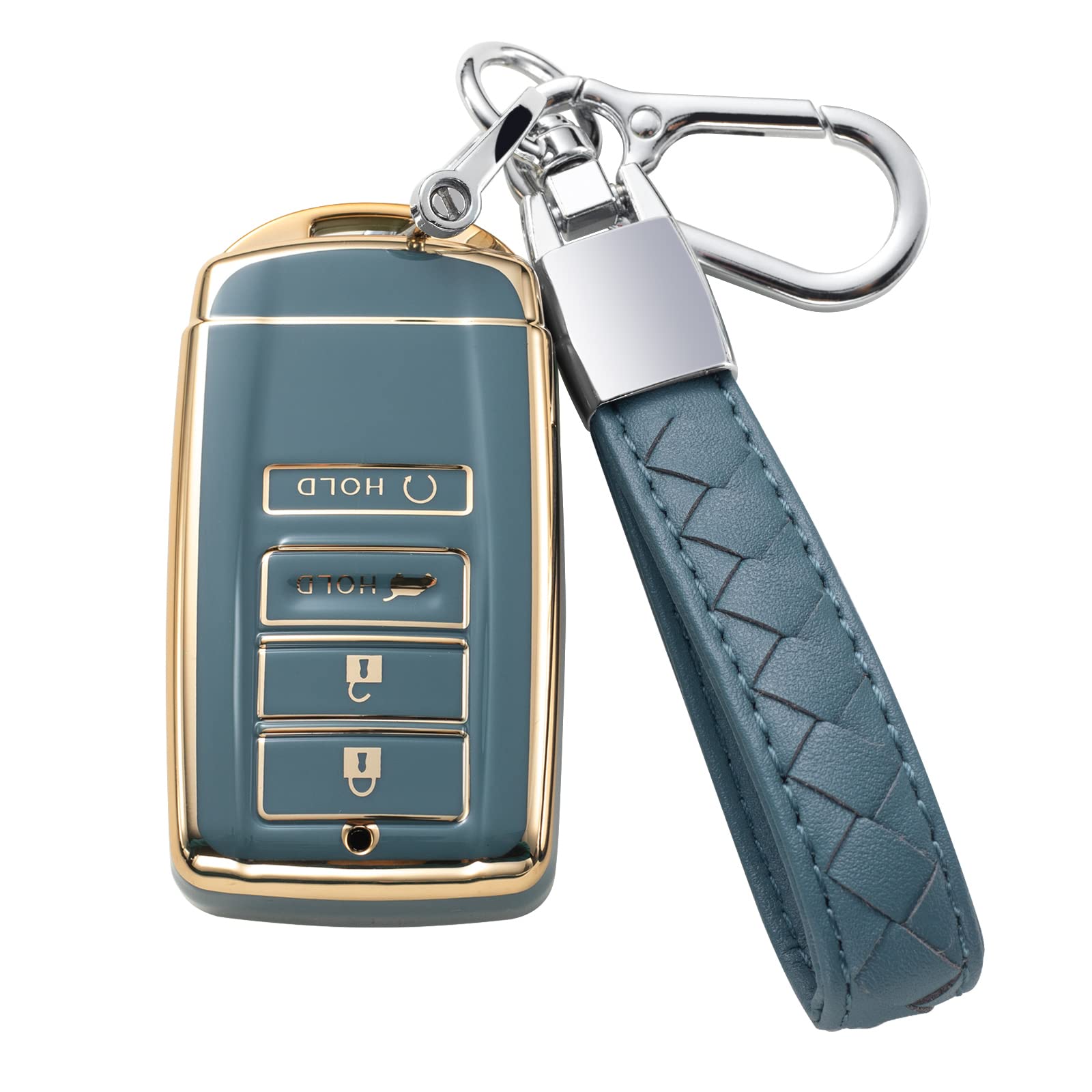 CHEZENHUI Compatible with Acura Key Fob Cover with Leather Lanyard, Car Key Case Shell Protection for Acura CDX RDX RLX NSX TLX TLX-L Smart Remote Key