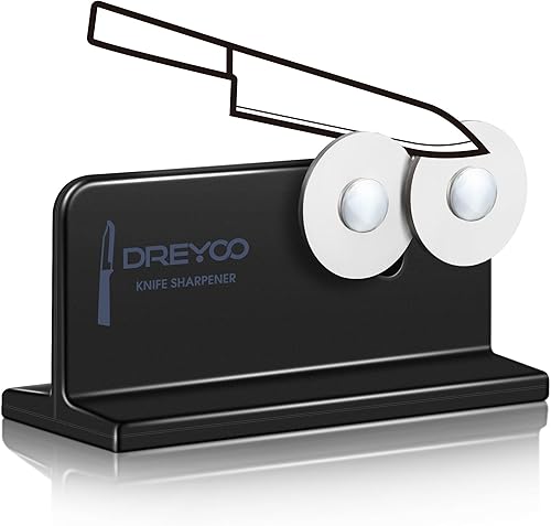 Afilador de cuchillos de cocina de borde puntiagudo, ruedas de acero de doble cara, afilador de cuchillos de cabeza ancha para cuchillos de cocina,