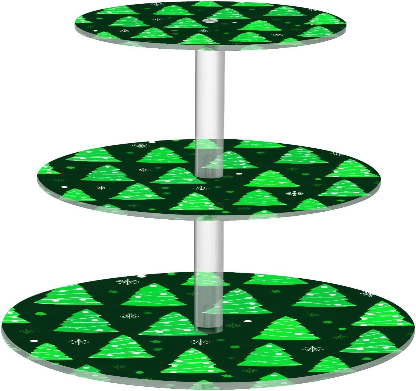 Winter Christmas Tree Snowflake Christmas 3 Tier Acrylic Cupcake Stand, Cupcake Stand for 34 Cupcakes for Weddings,Christmas,Holidays,Parties,Birthday,Printed Cupcake Tower 23302012