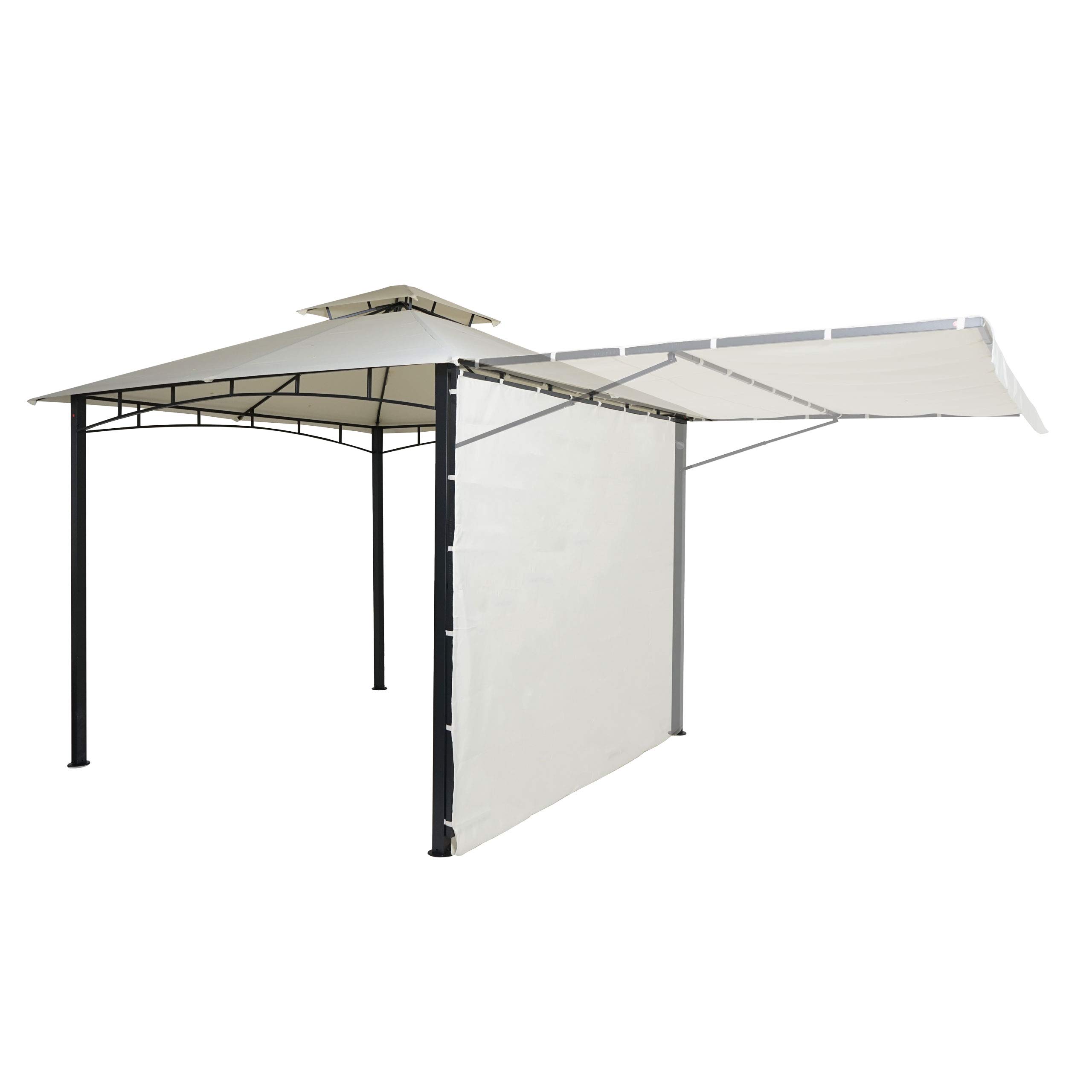 Mendler Pergola HWC-F94 Stahl bewegliche Seitenwand 2,5x2,5m - Creme-beige | Garten, Pavillon