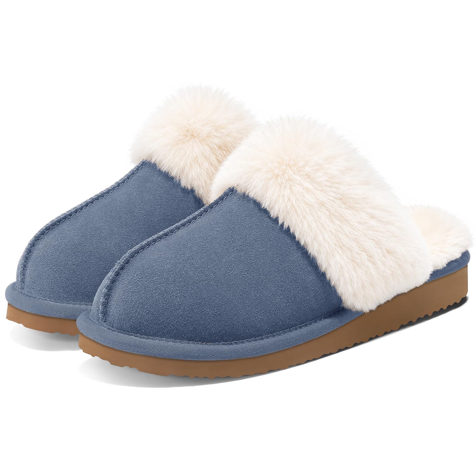 Litfun Fuzzy Memory Foam Slippers for Women Indoor Outdoor House Shoes