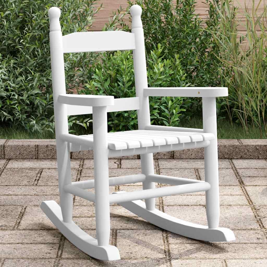 vidaXL Sedia a Dondolo per Bambini Bianca in Legno Massello di Pioppo, poltrona a dondolo, sedia a dondolo in legno, poltrona a dondolo da giardino