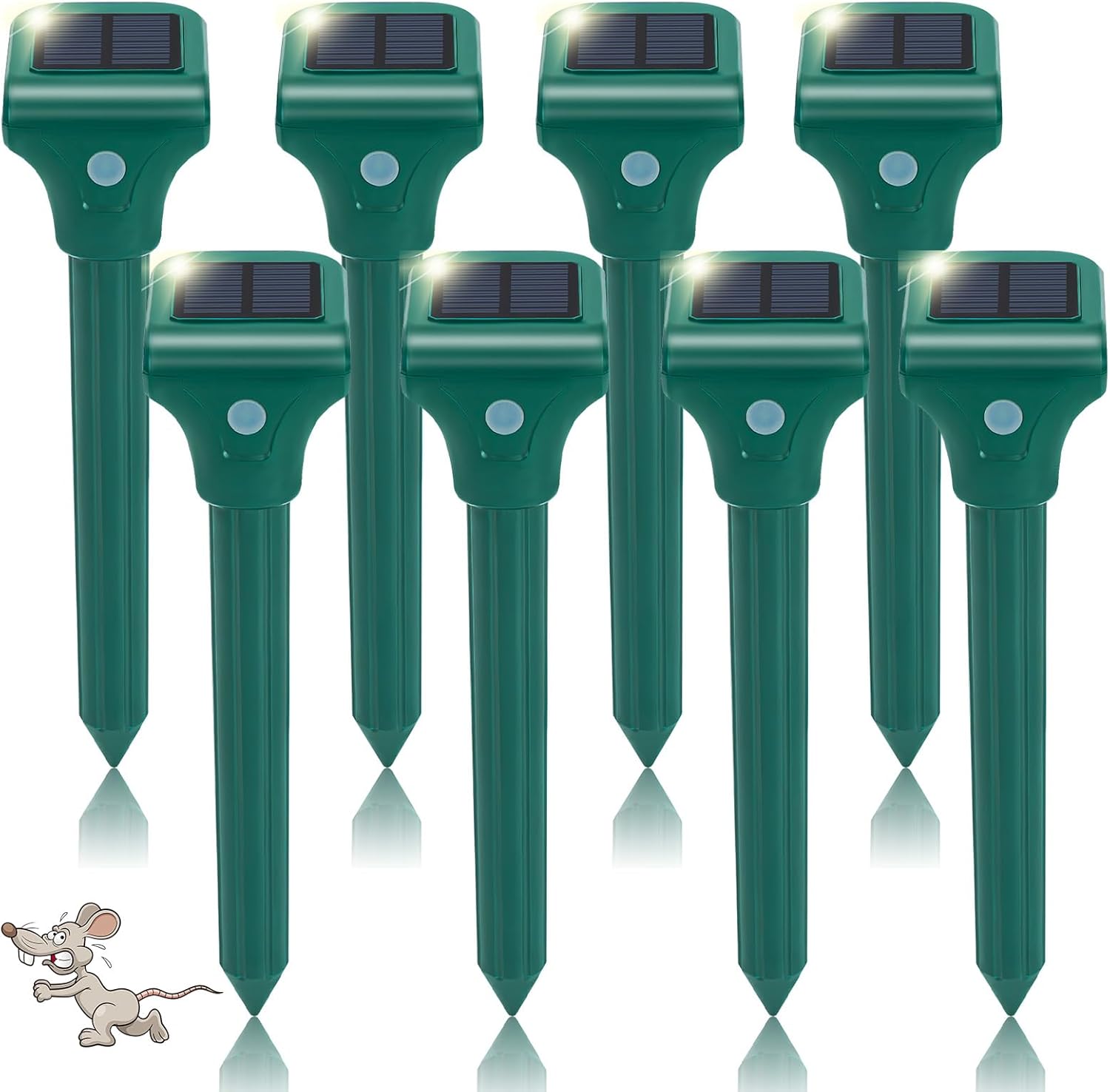 Mole Repellent Solar Powered, 8 Pack Ultrasonic Vole Repeller Outdoor, Waterproof Ultrasonic Mole Deterrent Stakes, Get Rid of Gopher,Vole, Skunk,Chipmunk, Groundhog,Snake for Yard, Garden, Lawn
