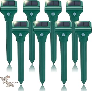 Mole Repellent Solar Powered, 8 Pack Ultrasonic Vole Repeller Outdoor, Waterproof Ultrasonic Mole Deterrent Stakes, Get Rid of Gopher,Vole, Skunk,Chipmunk, Groundhog,Snake for Yard, Garden, Lawn