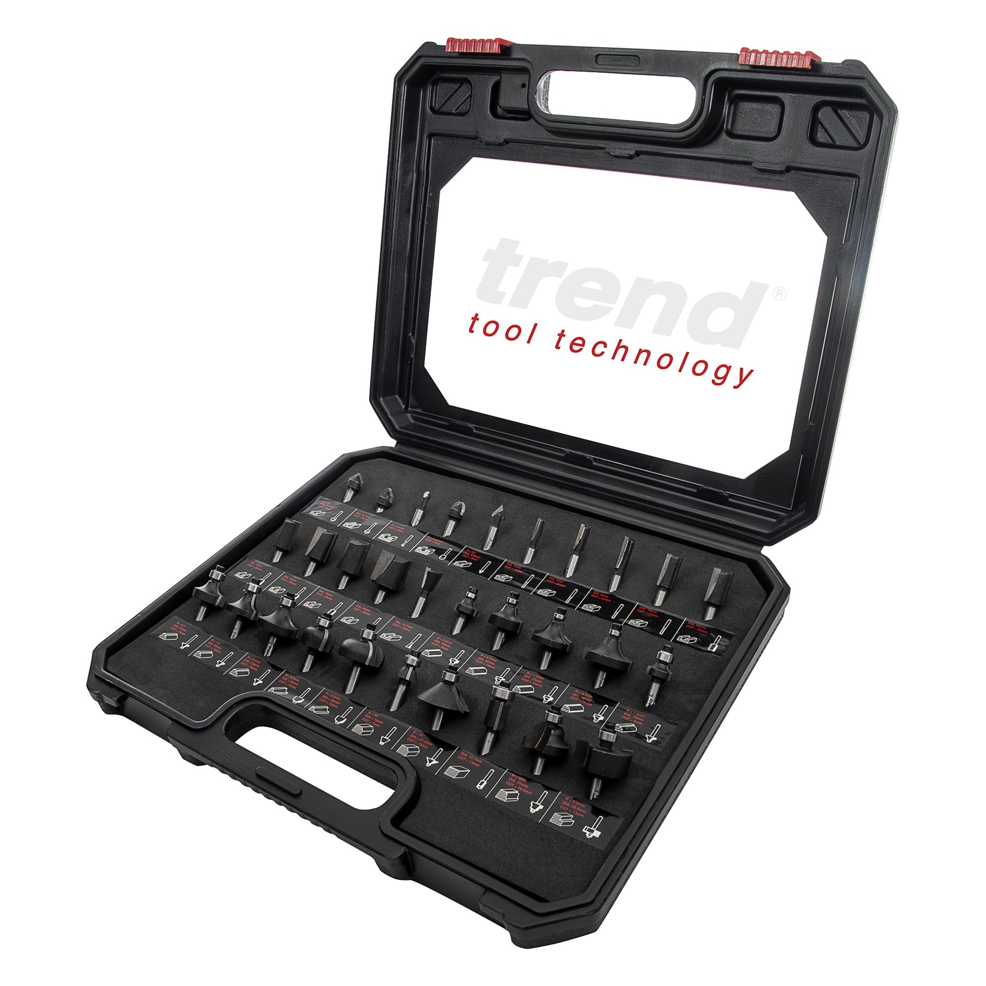 Trend 30 Piece Router Bit Starter Set, 1/4 Inch Shank, 30 pc, Silver/Black