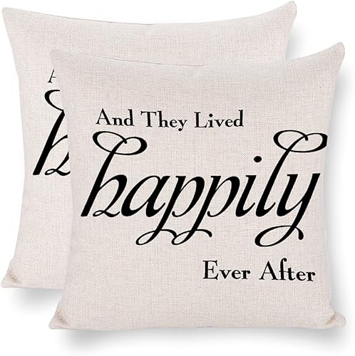 Miniatura 4 de and They Lived Happily Ever After - Fundas de almohada decorativas de tela de lino para el hogar, sofá, coche, sala de estar, silla, casa de campo
