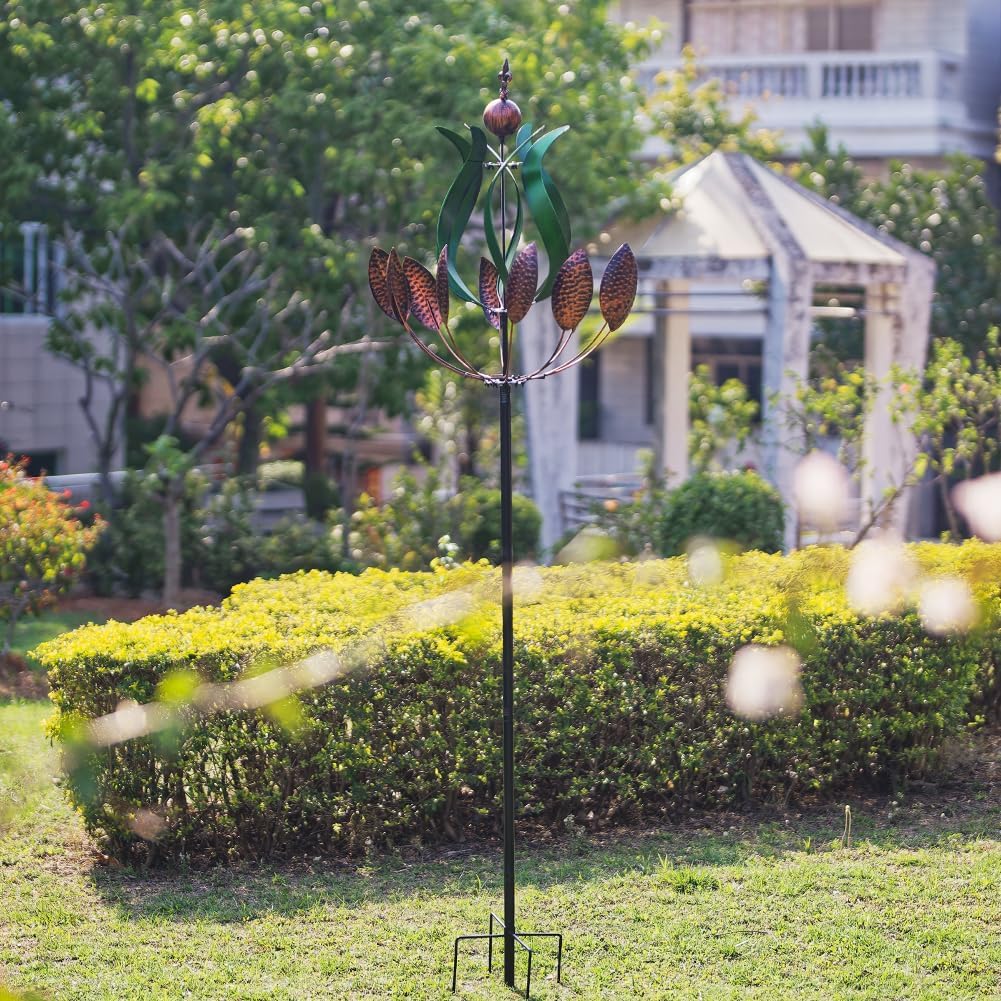 DREAMYSOUL Large Wind Spinner Outdoor, 92.5" Metal Tulip Wind Mills, 360 Degrees Rotating Kinetic Wind Sculptures & Spinners for Home Lawn Backyard Patio Garden Decor Yard Art