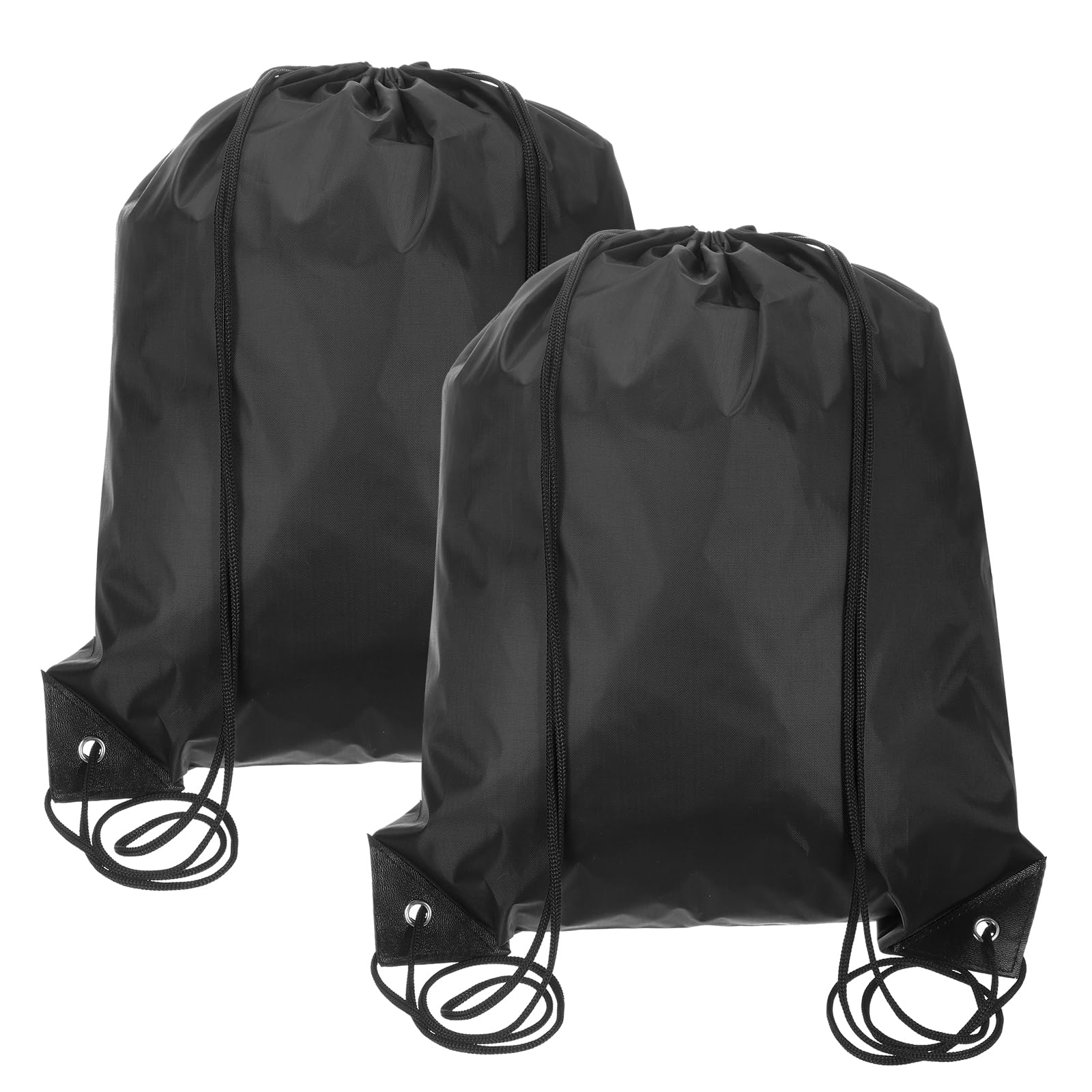uxcell Drawstring Backpack, 2Pcs Polyester Draw String Backpack Gym Bags Cinch Sack Pack Storage Knapsack for Men Women Gym Sports Travel Beach Swimming (Black, 13.4