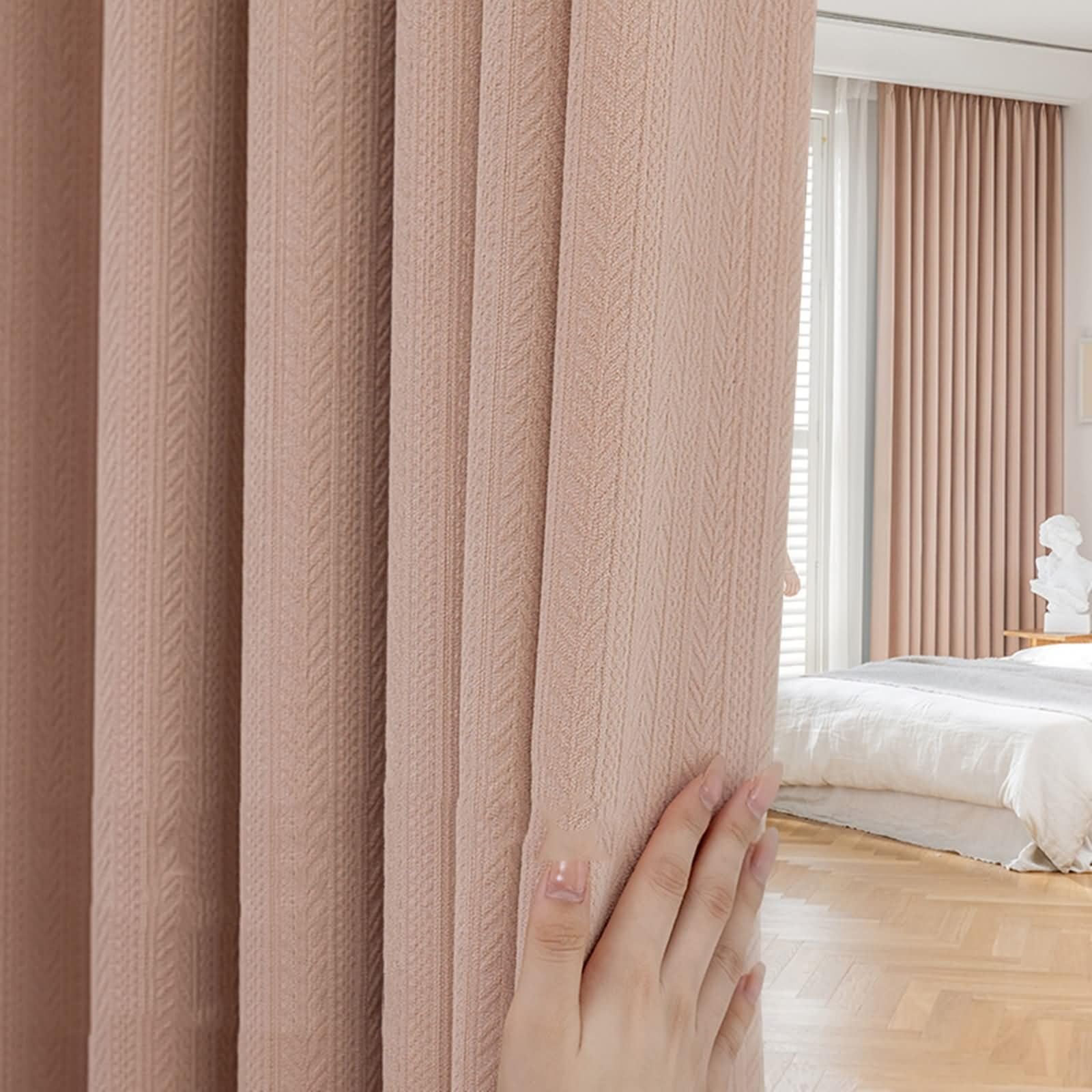 Rideau occultant chambre contre la lumière du jour Beydodo rose chenille opaque à crochet