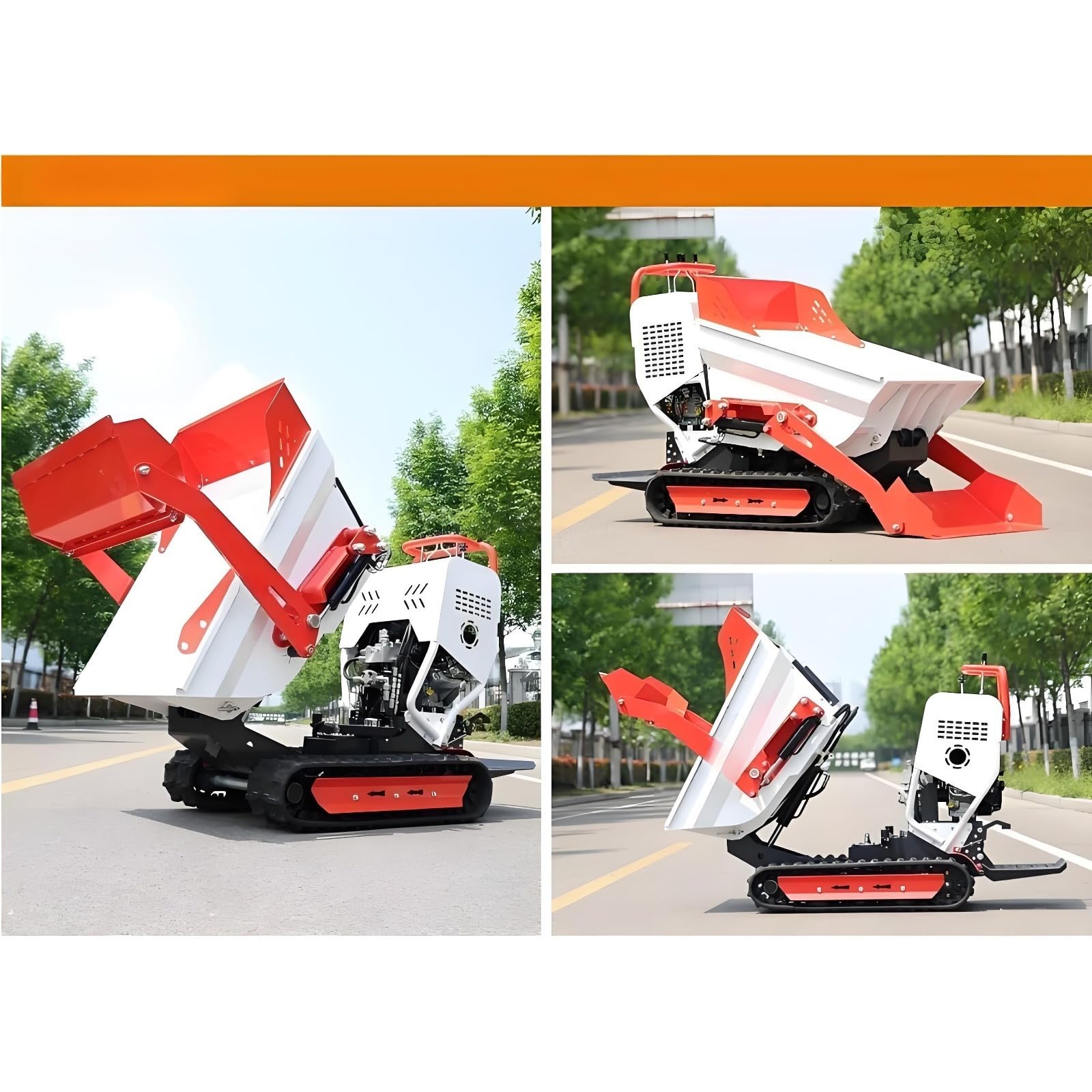 Mini Dumper de oruga con función de descarga hidráulica, portador de orugas compacto para transporte de tierra de arena en paisajismo residencial y proyectos pequeños en lugares de trabajo