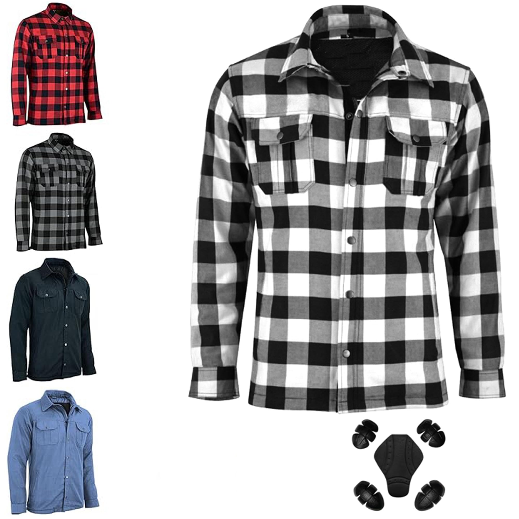Camisa de Moto para Hombre confeccionada con Forro de Fibra de aramida Chaqueta de Moto Reforzada y blindada Protecciones extraíbles