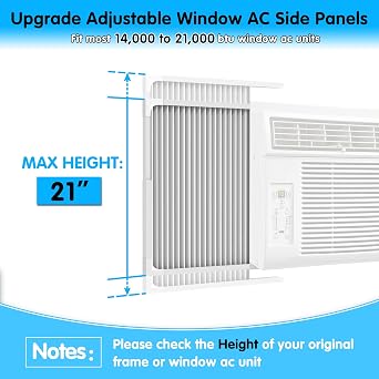Air Jade Adjustable Height Window AC Side Panels, Extra Wide, 5,000 to 14,000 Btu, Pack of 2