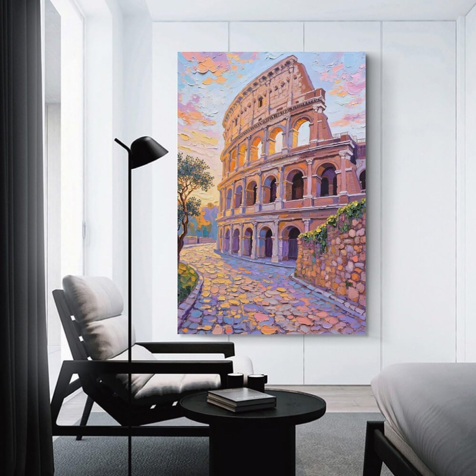 Junmoney Unframe-Style Colosseum Painting Canvas Wall Art, 24X36inch(60X90cm), For Wall Displays, Bedrooms Or Room Updates, Ideal For Building A Coordinated Art Wall