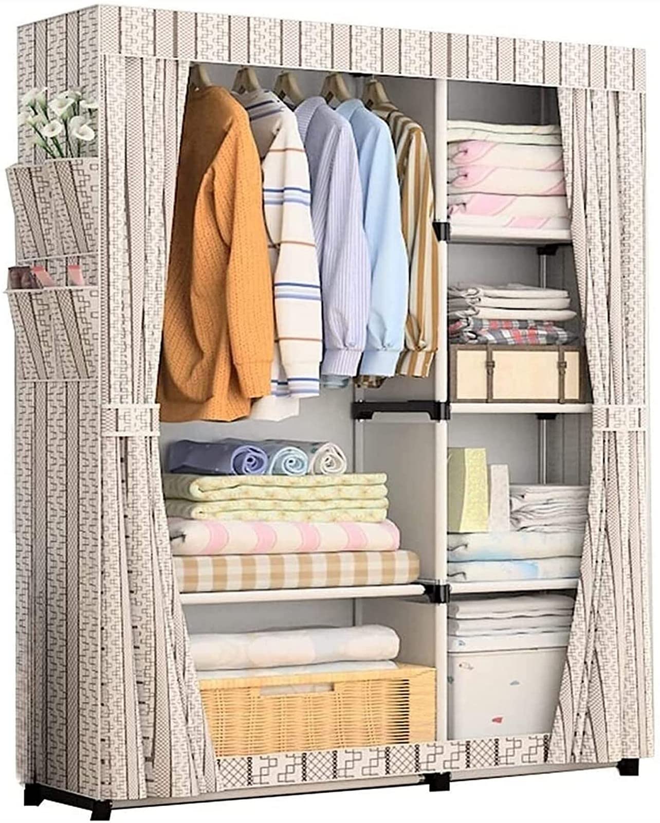 Armoire portative en tissu pour chambre à coucher et rangement de vêtements