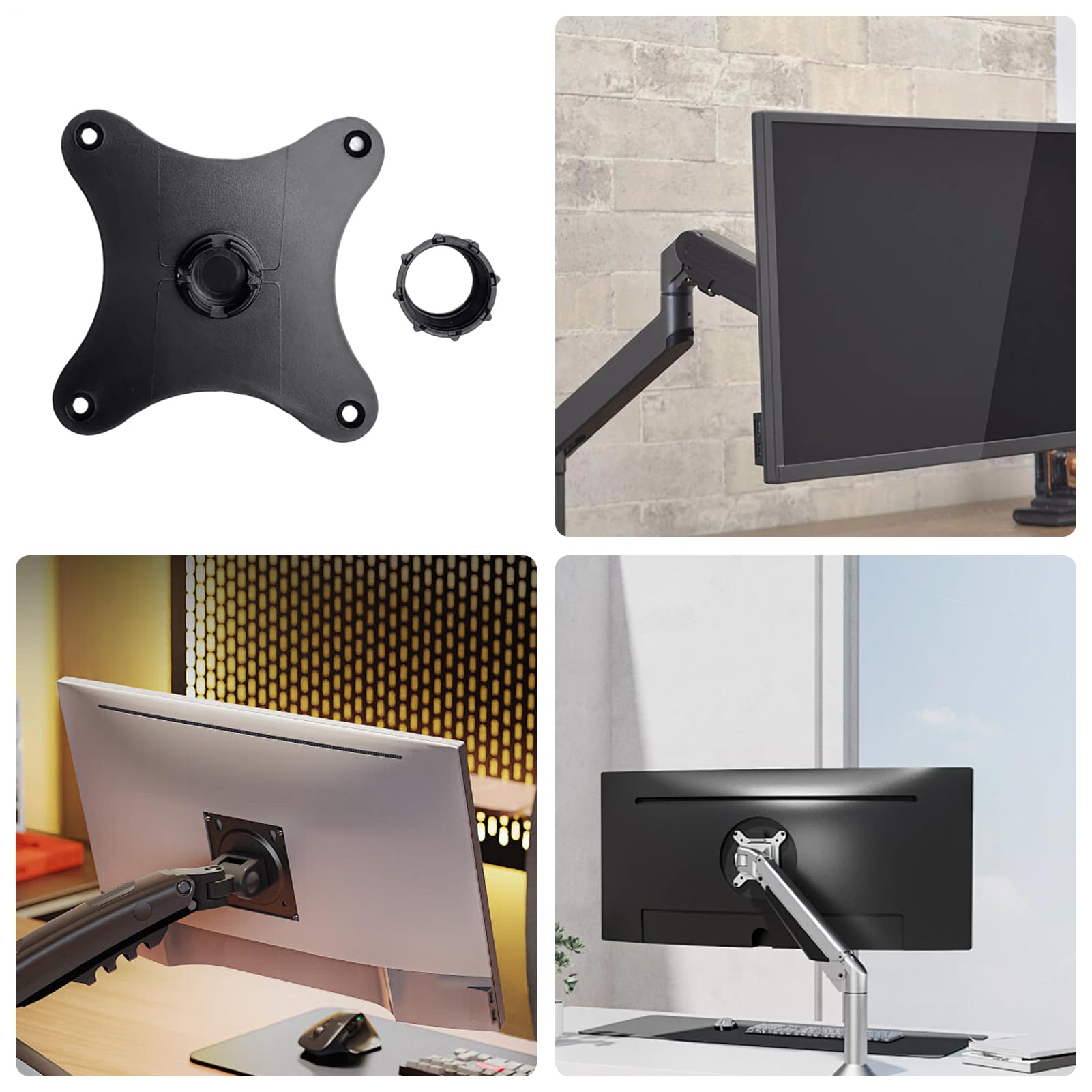 Adapter do montażu na telewizorze, otwór 75 mm, płyta adaptera do monitora, pozioma pionowa głowica kulowa 17 mm, przenośny sprzęt do ekranu cyfrowego, mobilnej rozrywki, projektora, hotelu, sali