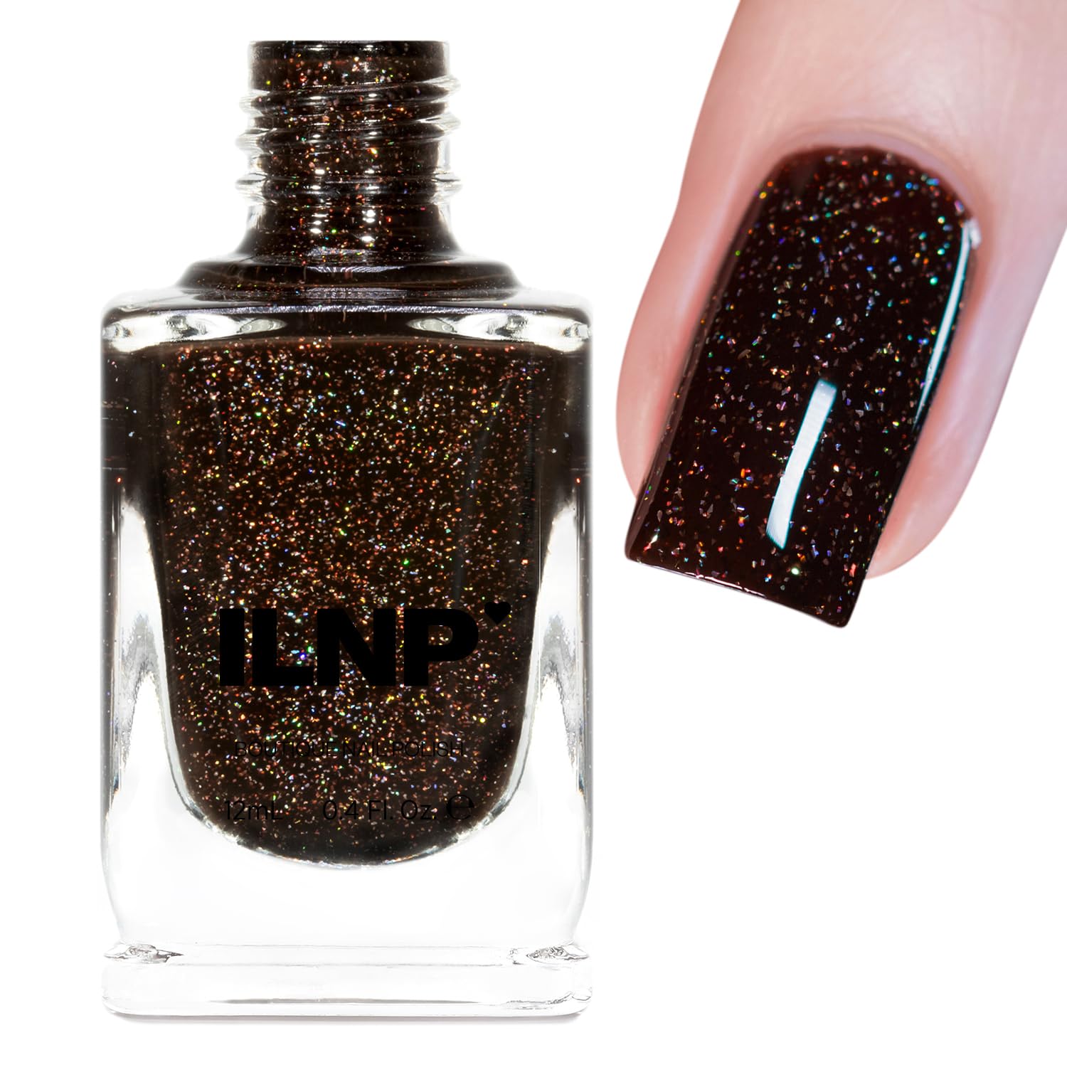 ILNP Bear Hug - Cozy Cocoa Brown Holographic Jelly Nail Polish