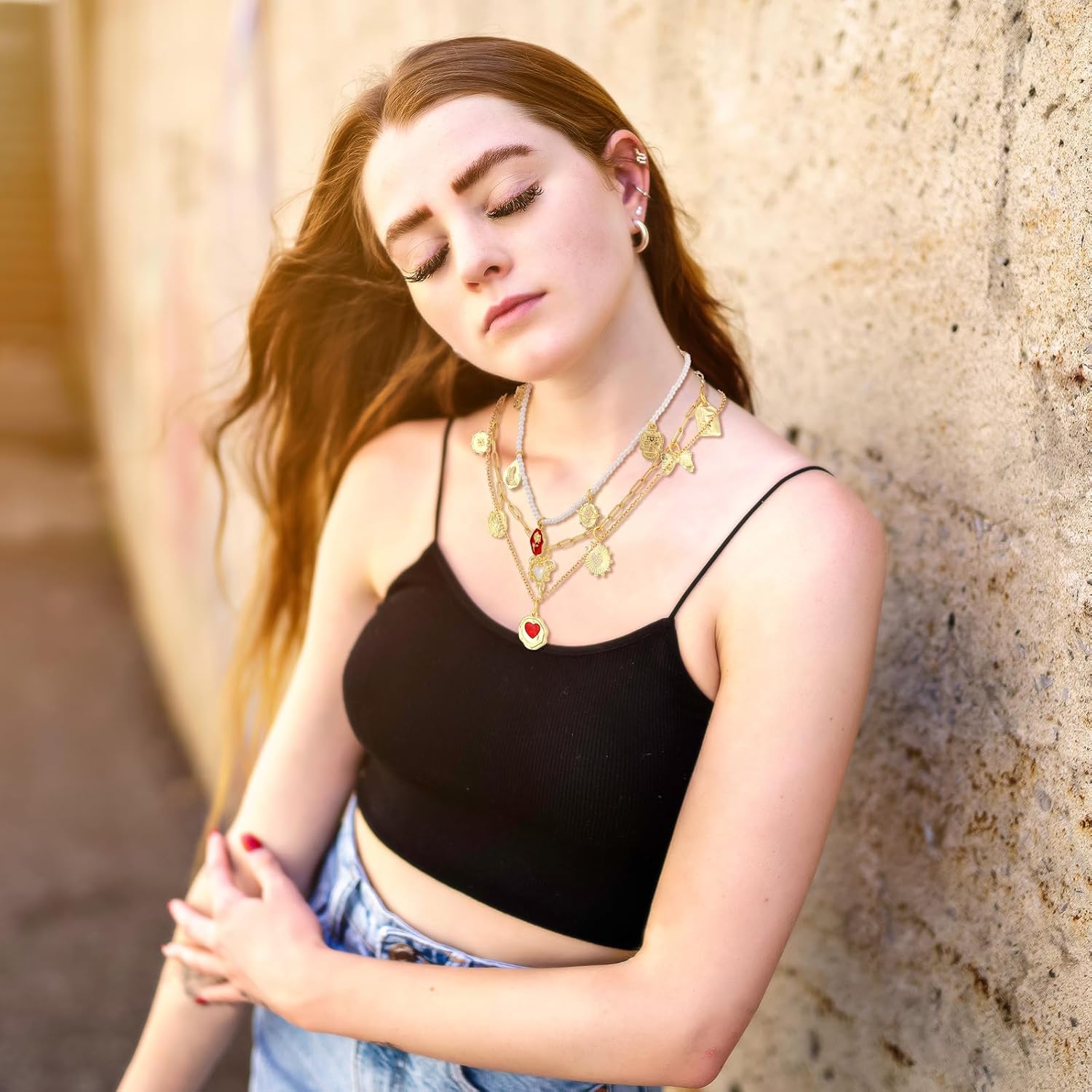 Landical 56 Pcs Gold Vintage Charm Necklace Making Kit for DIY 5 Pcs 4 Styles Women Jewelry Chains 25 Pcs Charms Pendants 25 Pcs Open Jump Ring and Plier for Choker Bracelet Ring Craft Gift - Image 5