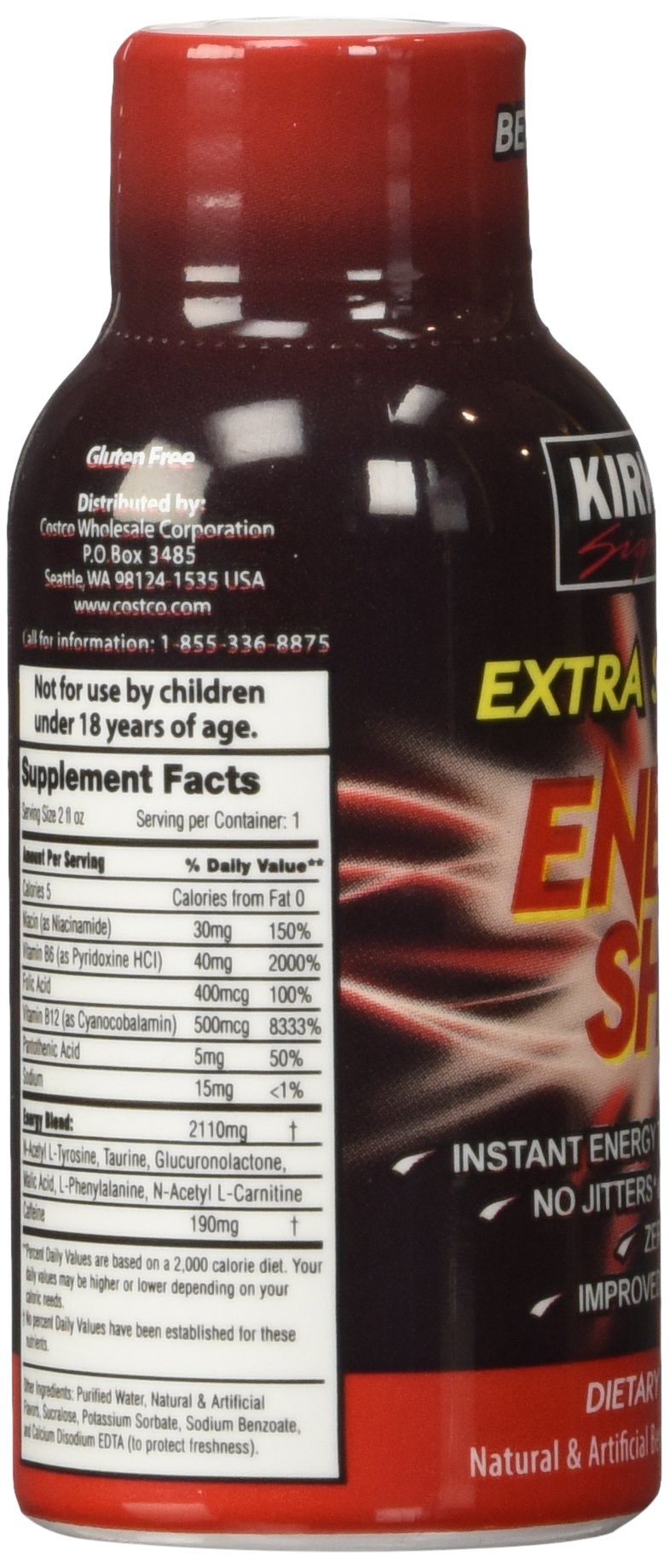 Kirkland Signature Extra Strength Energy Shot Berry, Pomeganate and