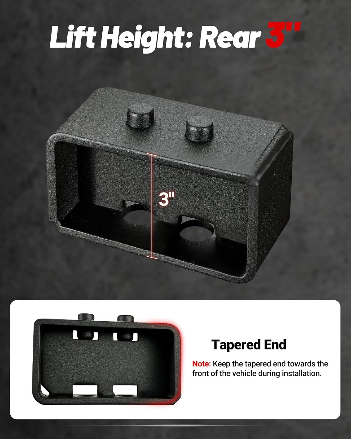 EVIL ENERGY 3" Rear Leveling Lift Kit Compatible with 2004-2020 Ford F150 2WD/4WD, 3 inch Rear Leveling Lift Block Kit Extended Square U-Bolts Black