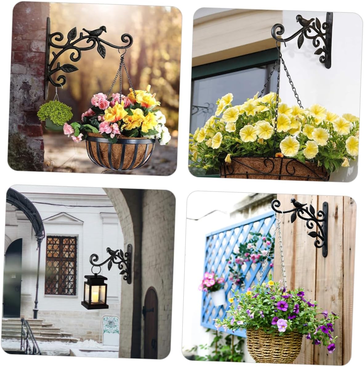 2pcs Decorative Iron Flower Basket Holder Wall Mount Planter Hooks for Safe Plant Hanger