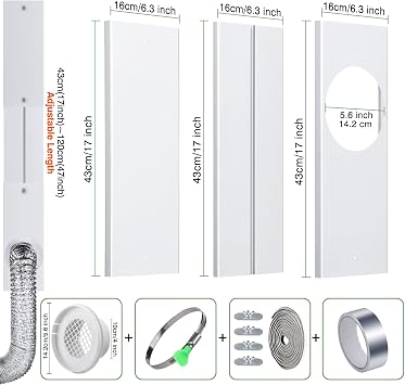 Dryer Vent Window Kit for 4 Dryer Vent Hose, Universal Window Dryer Vent Kit Window Duct Kit with Adjustable Seal Plates for Horizontal & Vertical Sliding Windows