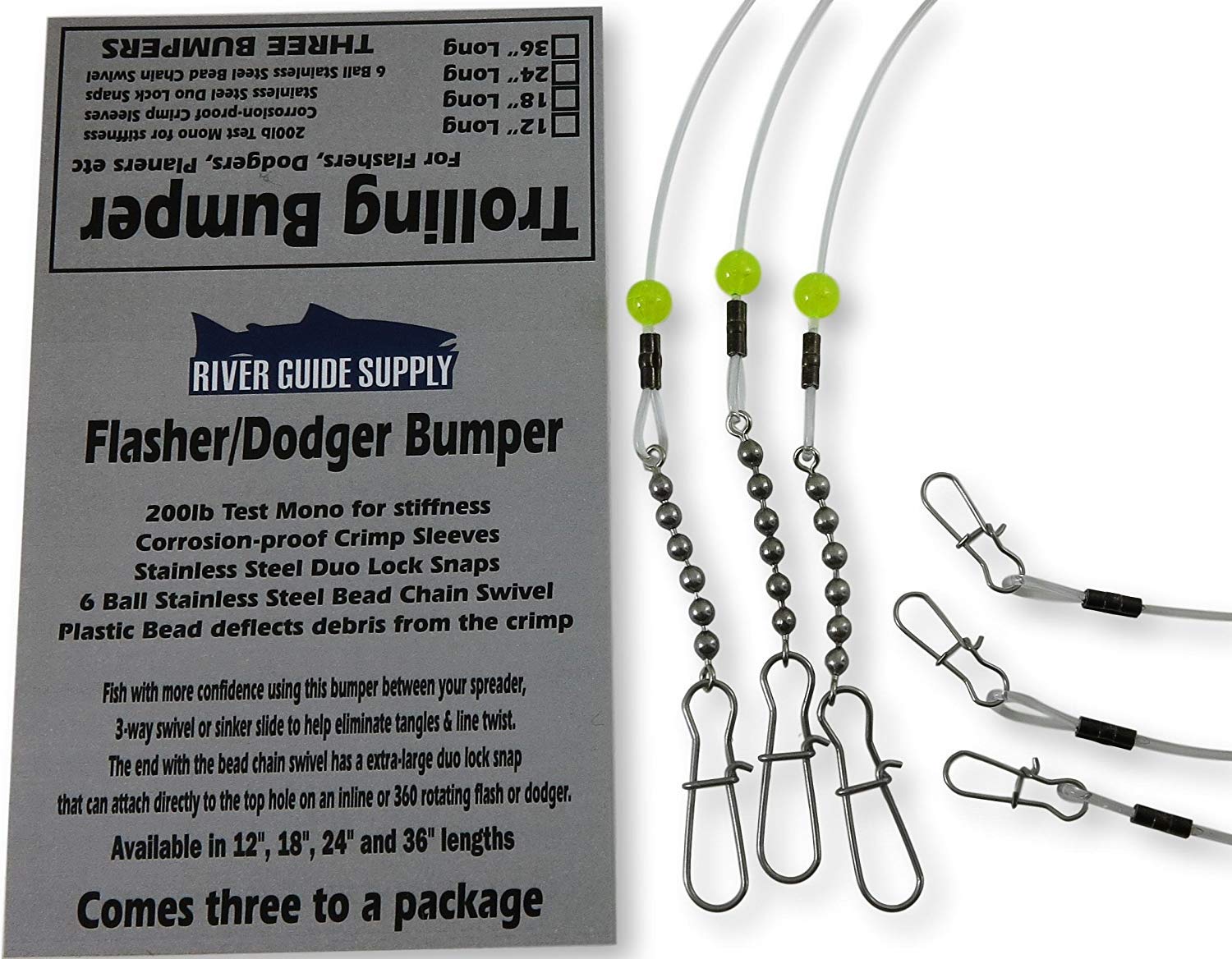 Trolling Bumper for Trolling Flashers & Dodgers 3 Pack (24 Inch