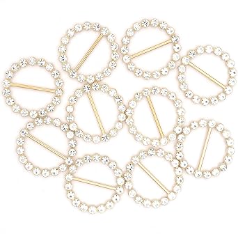 10pcs 1.1" Rhinestone Tri-Glide Buckles Metal base T-Shirt Clips Scarf Ring Clips DIY handmade clips O-shaped ring button1.1 inches 2.8cm/Circle Rhinestone 5mm, Gold