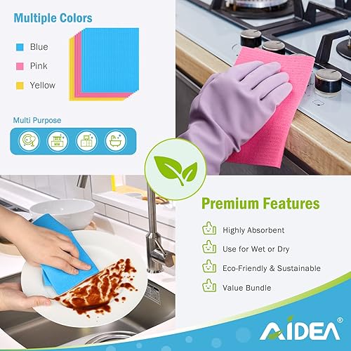 Miniatura 6 de AIDEA Paños de cocina suecos para cocina, paquete de 20 unidades, toallas de papel reutilizables, paños de cocina, paños de limpieza reutilizables