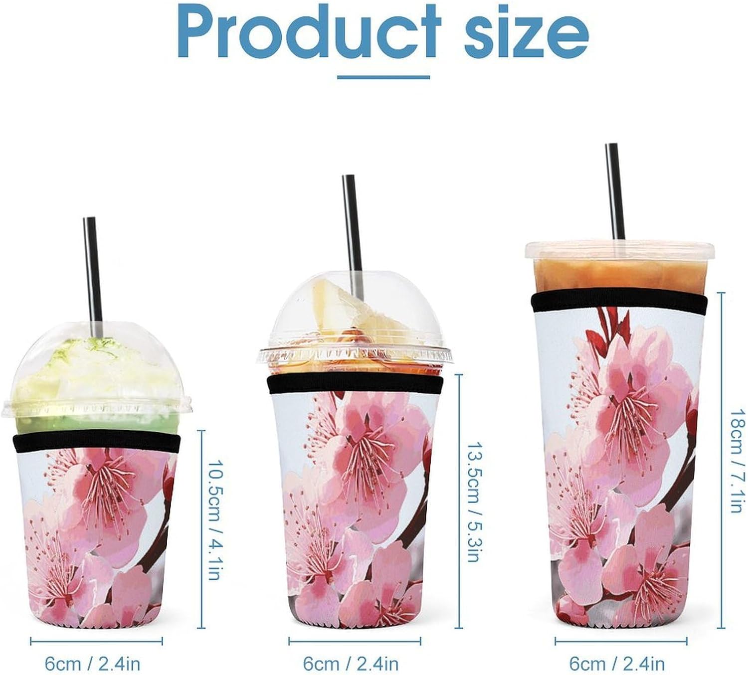 3 Pack Neoprene Cup Sleeves, Stretchy Reusable Drink Cup Cover Universal